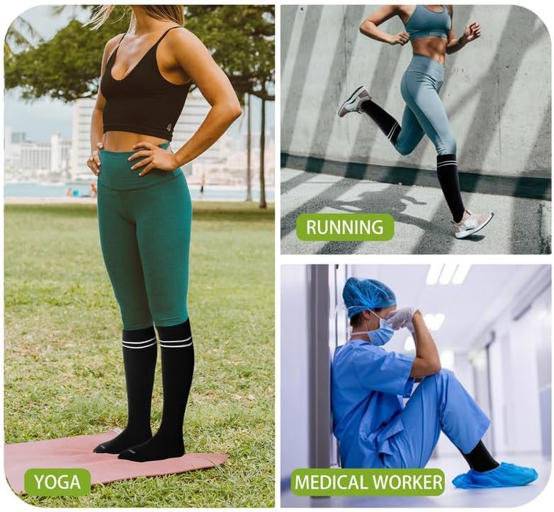 LEVSOX Viscose Made from Bamboo Compression Socks for Pregnant Women 20-30 mmHg Knee High Cute Mens Supports Socks for Travel - Image 7