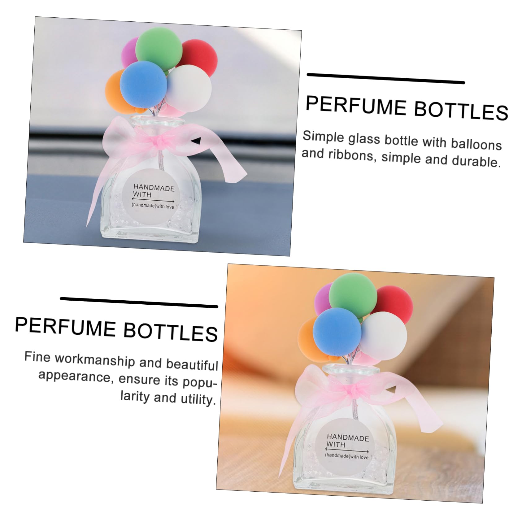 3 Botellas de Perfume y Ambientador para Coche Diseño de Globo de Vidrio, Frascos Vacíos para Aromaterapia Ideales para Rellenar y Decorar el Interior del Automóvil