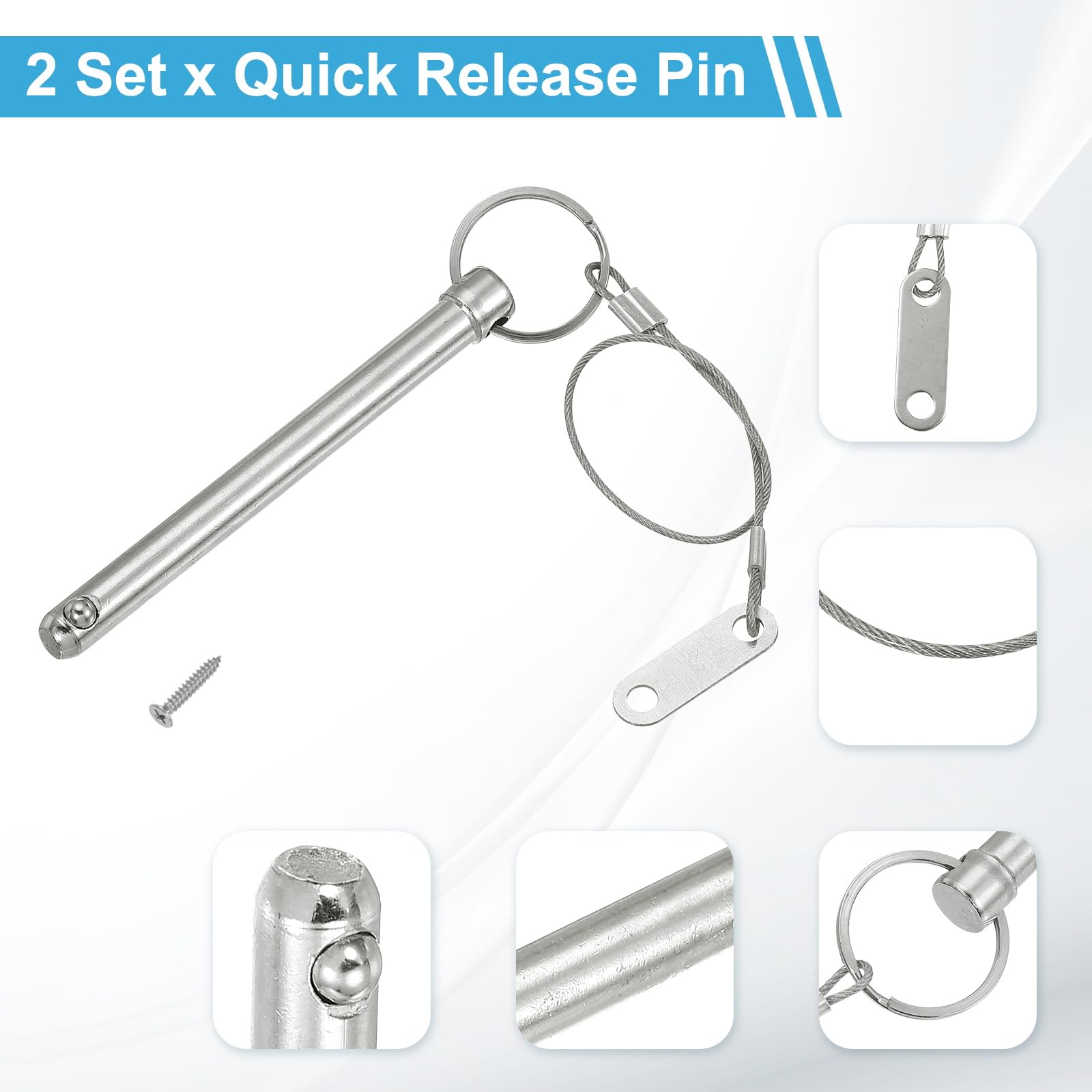 PATIKIL Quick Release Pin, Diameter 3/8"(10mm), Total Length 2.4"(60mm), Effective Length 2"(52mm) - Image 3