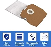 Vista 4 de Paquete de 10 bolsas de vacío HEPA de repuesto compatibles con aspiradora comercial Clean Obsessed CO711 y Perfect C105
