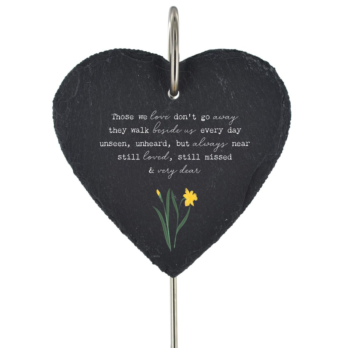 Global Designs Multi Daffodil Grave Stick Marker Plaque Ornament Slate Heart Flowers Memorial Sentimental Tribute Graveside Decor 25X11cm