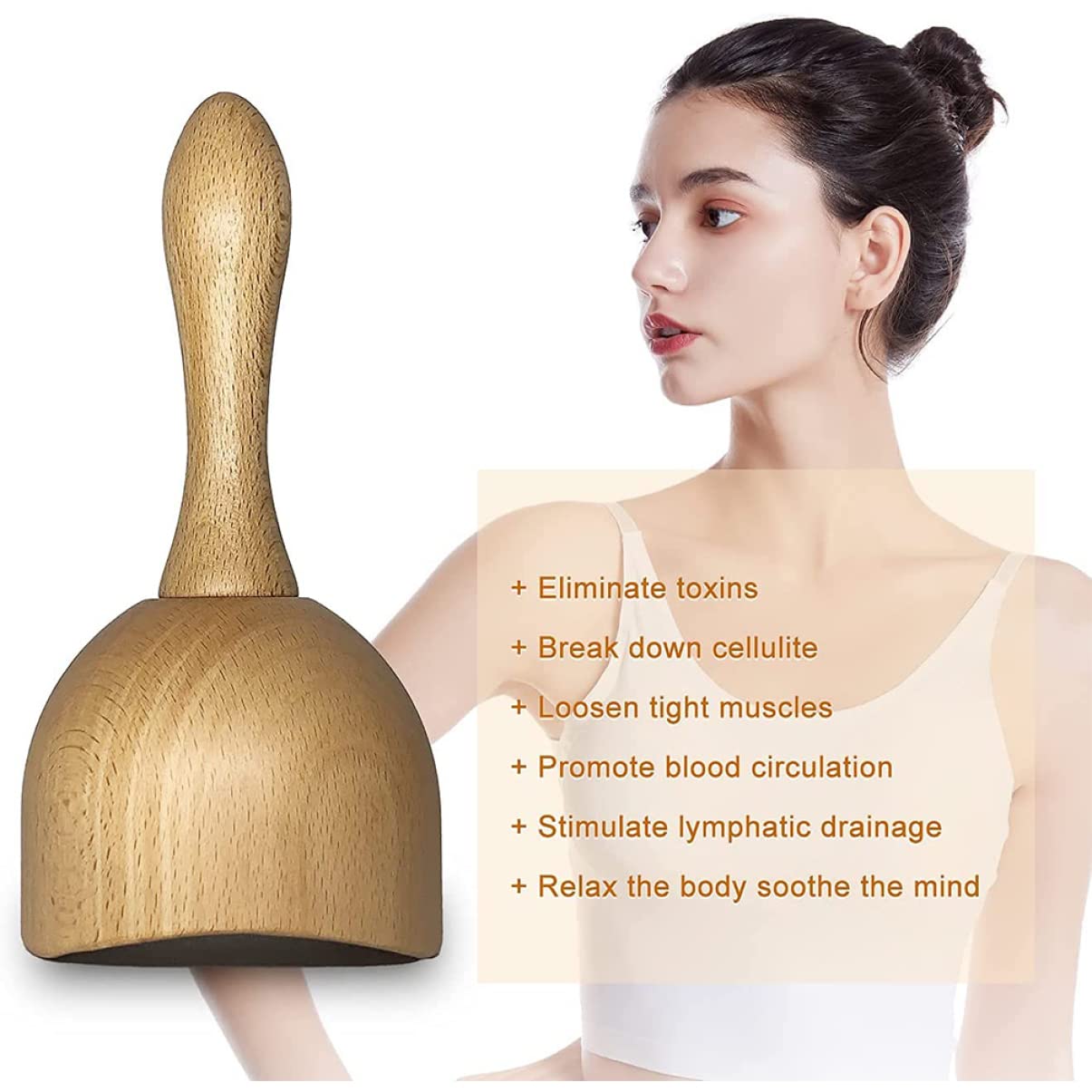 Beaupretty Coppette per Massaggio in Legno 2 Pezzi Funzione Drenante e Massaggiante, Antiscivolo, per Uso Personale e Casa