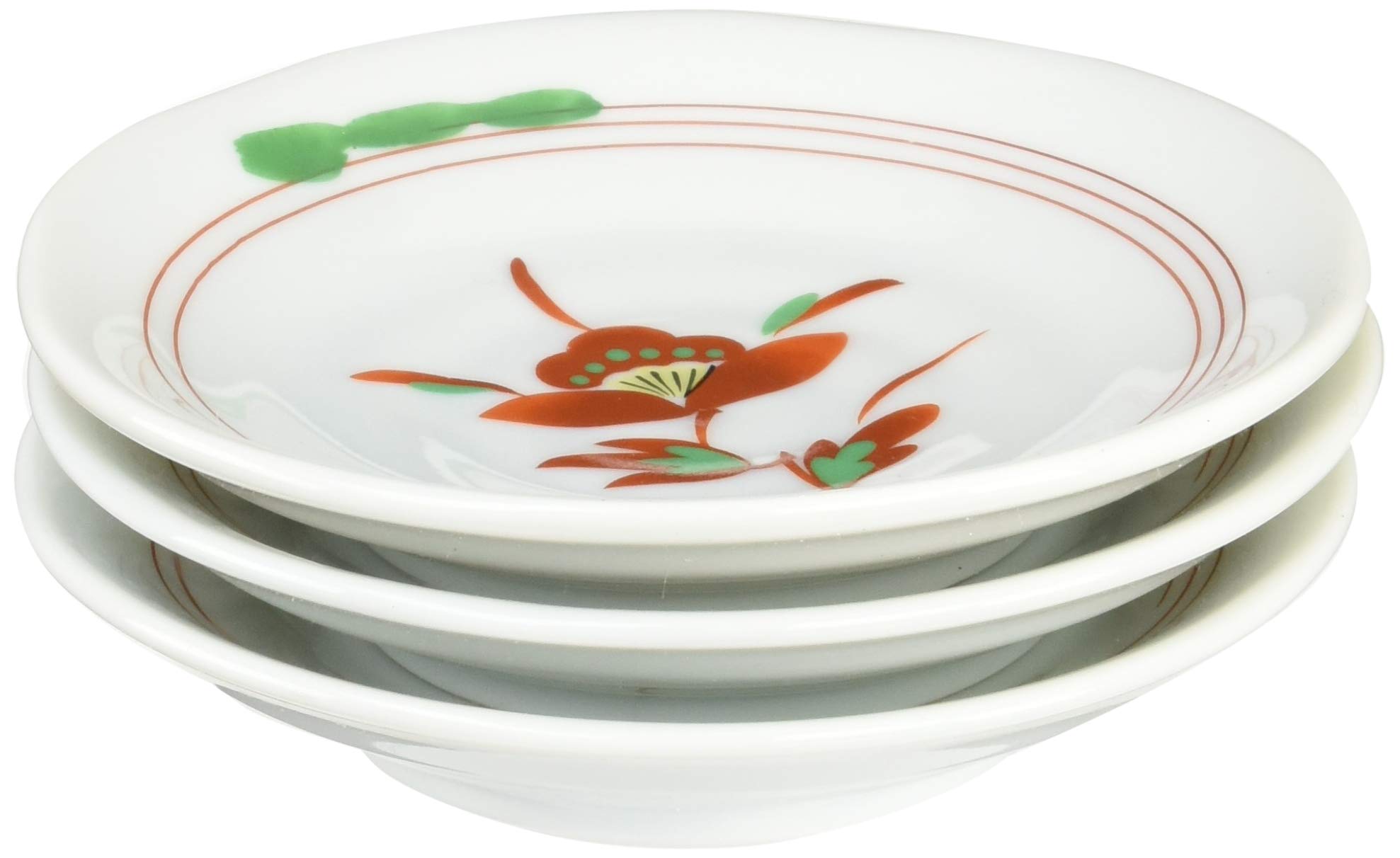 Amazon｜3個セット 小皿 赤絵花3.0皿 [9.7 x 2cm] 【料亭 旅館 和食器 