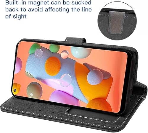 Miniatura 3 de Asuwish Galaxy A11 2020 Funda de piel de lujo con ranura para tarjeta de crédito, soporte para función atril, tapa protectora para Samsung Glaxay A