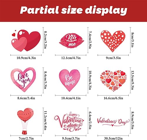 Miniatura 3 de 9 hojas de calcomanías para ventana del día de San Valentín, decoración de ventana de corazón de amor, calcomanías de ventana de San Valentín para