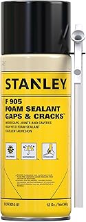Stanley F905 Gaps & Cracks Sealant (1x12 Oz.) – Polyurethane Spray Foam Insulation for Window & Door, Waterproof Gap Filler, Low Expansion Foam for Indoor & Outdoor Use | Straw Use | 12 Oz. 1 Pack