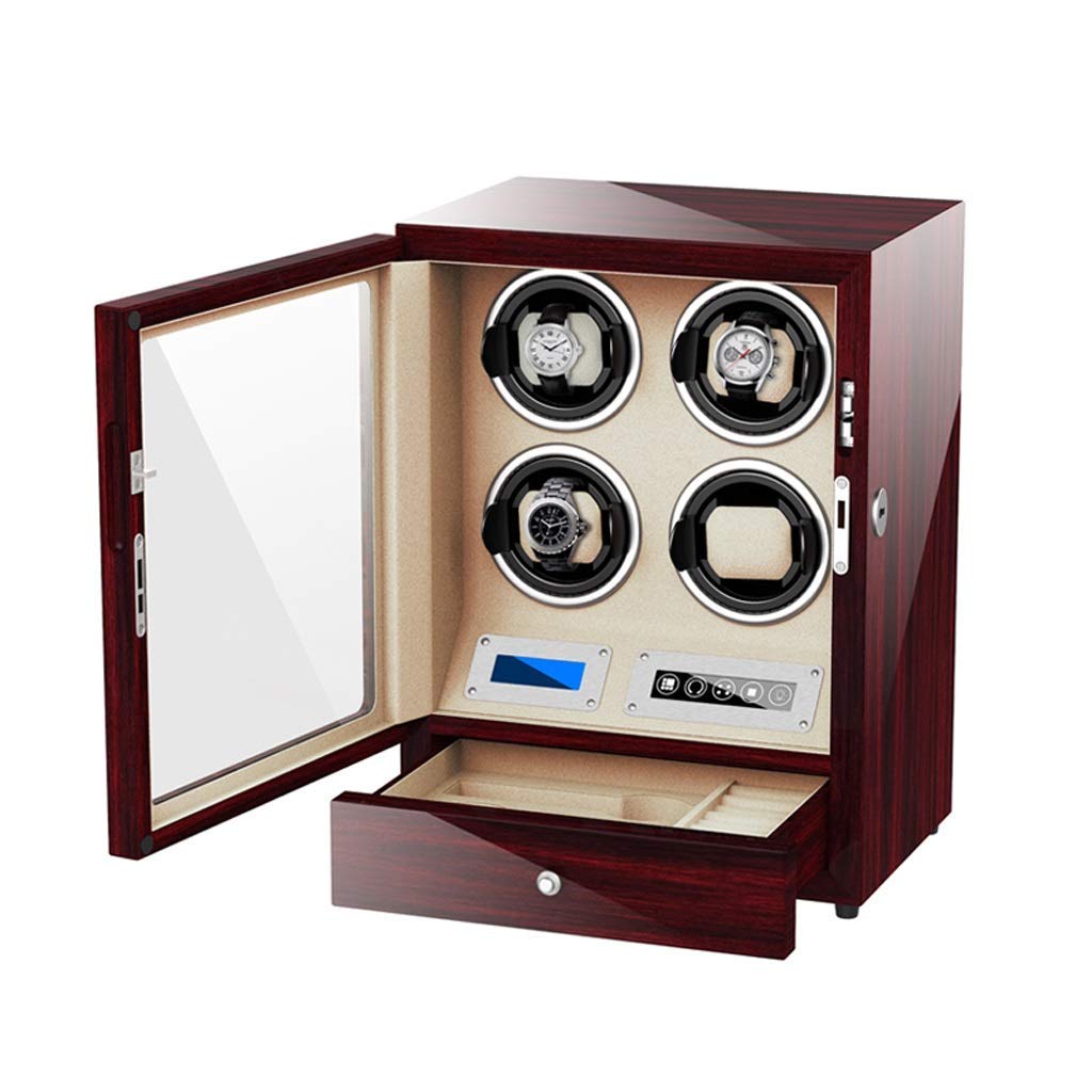CGCSYZ Watch Winder For 4 O'Clock Heart Built-In Lighting Piano Finish Carbon Fiber Exterior 5 Modes Of Rotation With (C A)