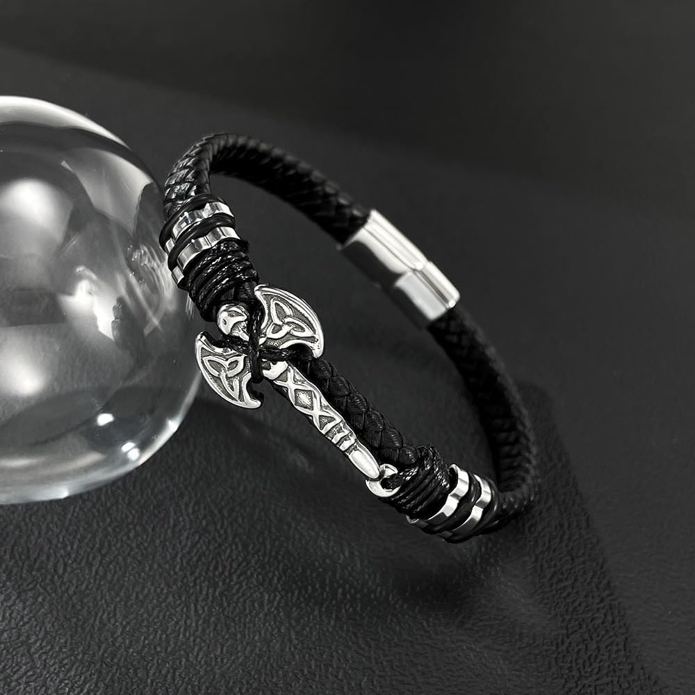 Italian Handmade Genuine Leather Bracelets for Men Stainless Steel Clip, Men's Casual Genuine Multi-layer Cuff Bracelet, Bracelet Gift for Real Men - Image 4