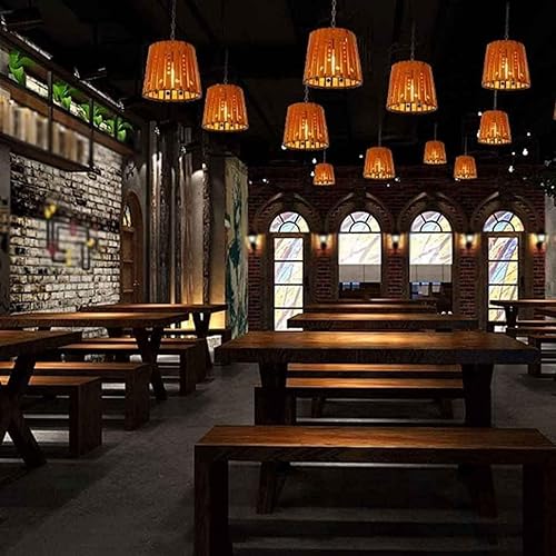 Miniatura 6 de Boho Weaving Handmade Pendant Light Fixture, Farmhouse Rustic Retro Indoor Decor Ceiling Hanging Lamp for Dining Table Bar Kitchen Island Restaurant