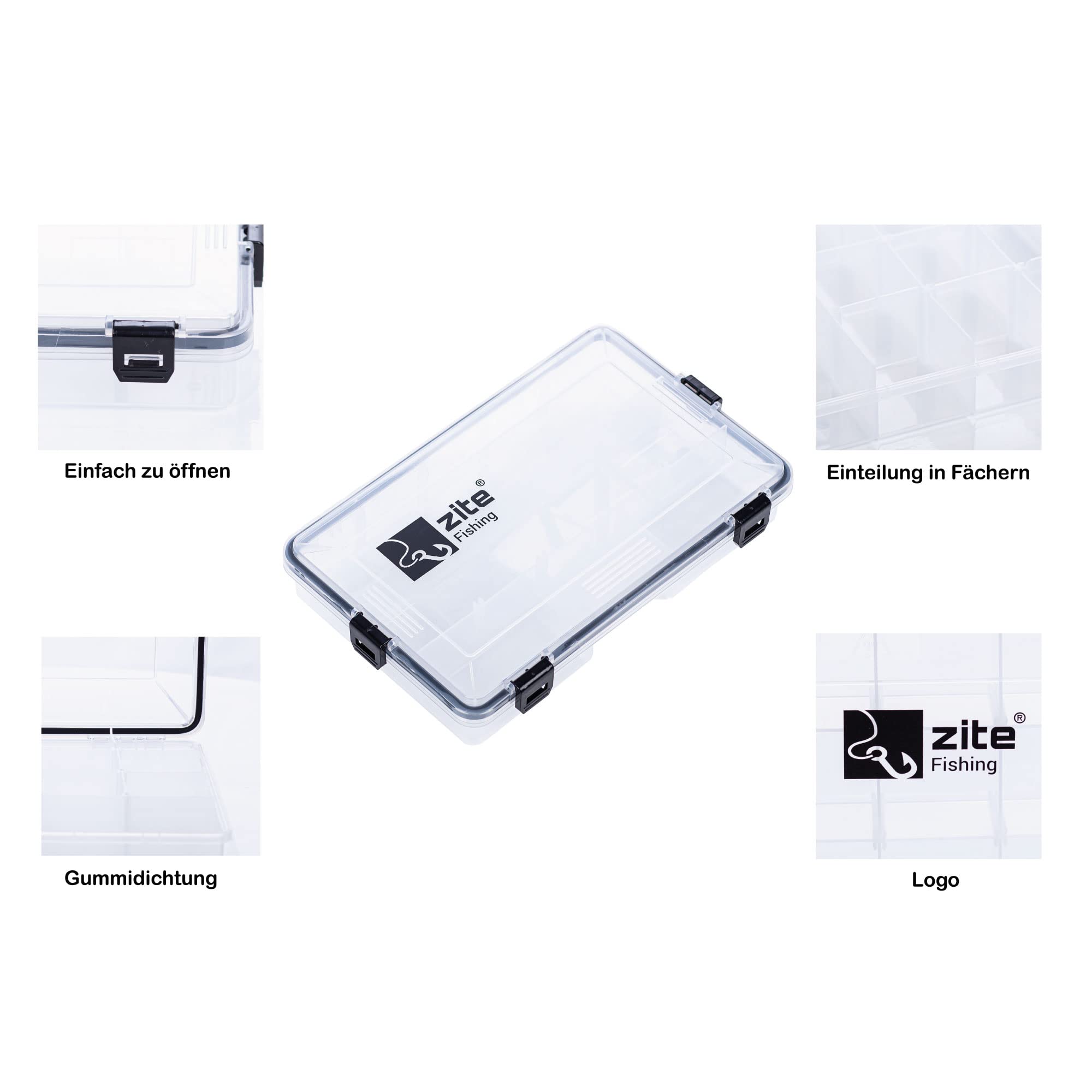 Zite Fishing wasserdichte Angel-Box 35x21x5cm - Kleinteilebox Köderbox Tacklebox für Angelzubehör - 3 Stück im Set, Köderbox Angeln, Angel Box, Angelboxen, Angel Köder Box, Angel-Boxen, Köderboxen