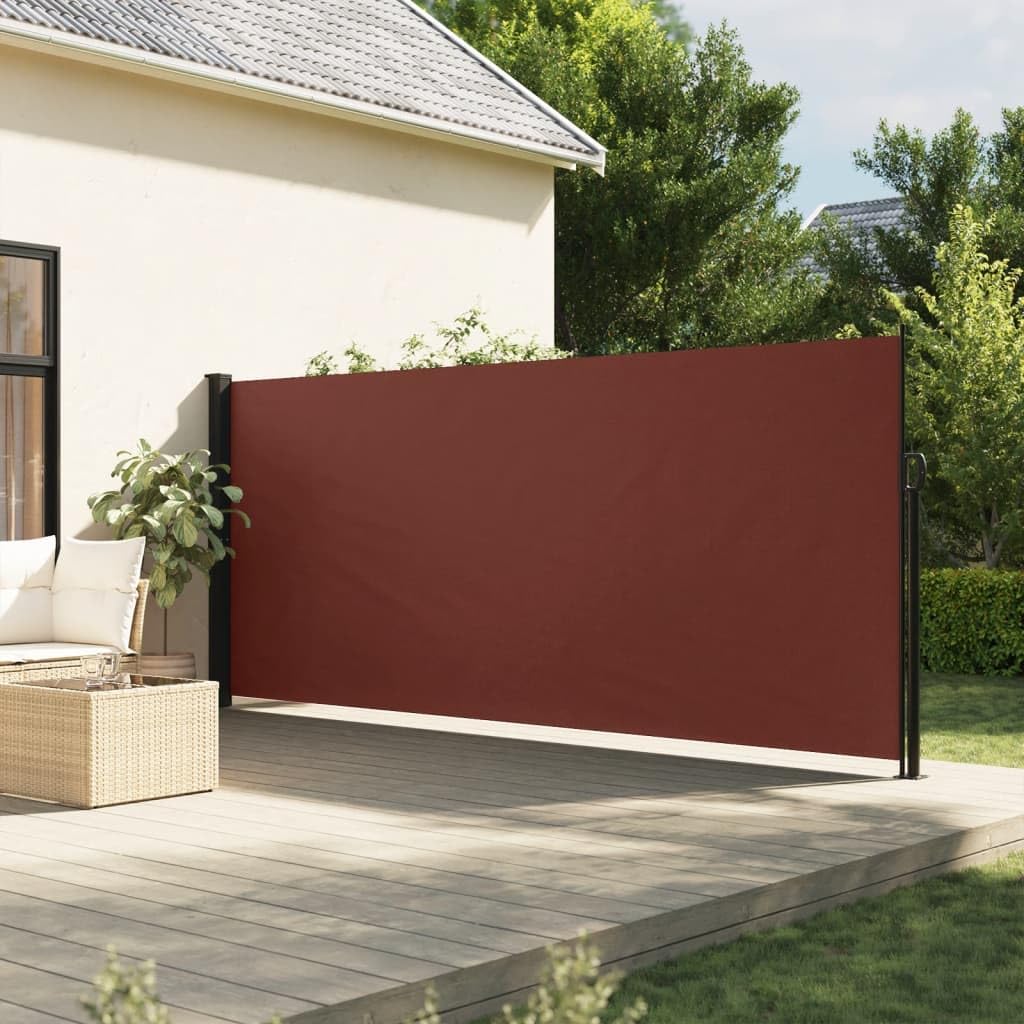 Homgoday Prywatna zasłona zewnętrzna, brązowa wysuwana markiza boczna 180 x 500 cm, zasłona ogrodowa balkon, zewnętrzna markiza przeciwsłoneczna, zewnętrzna kurtyna tarasowa
