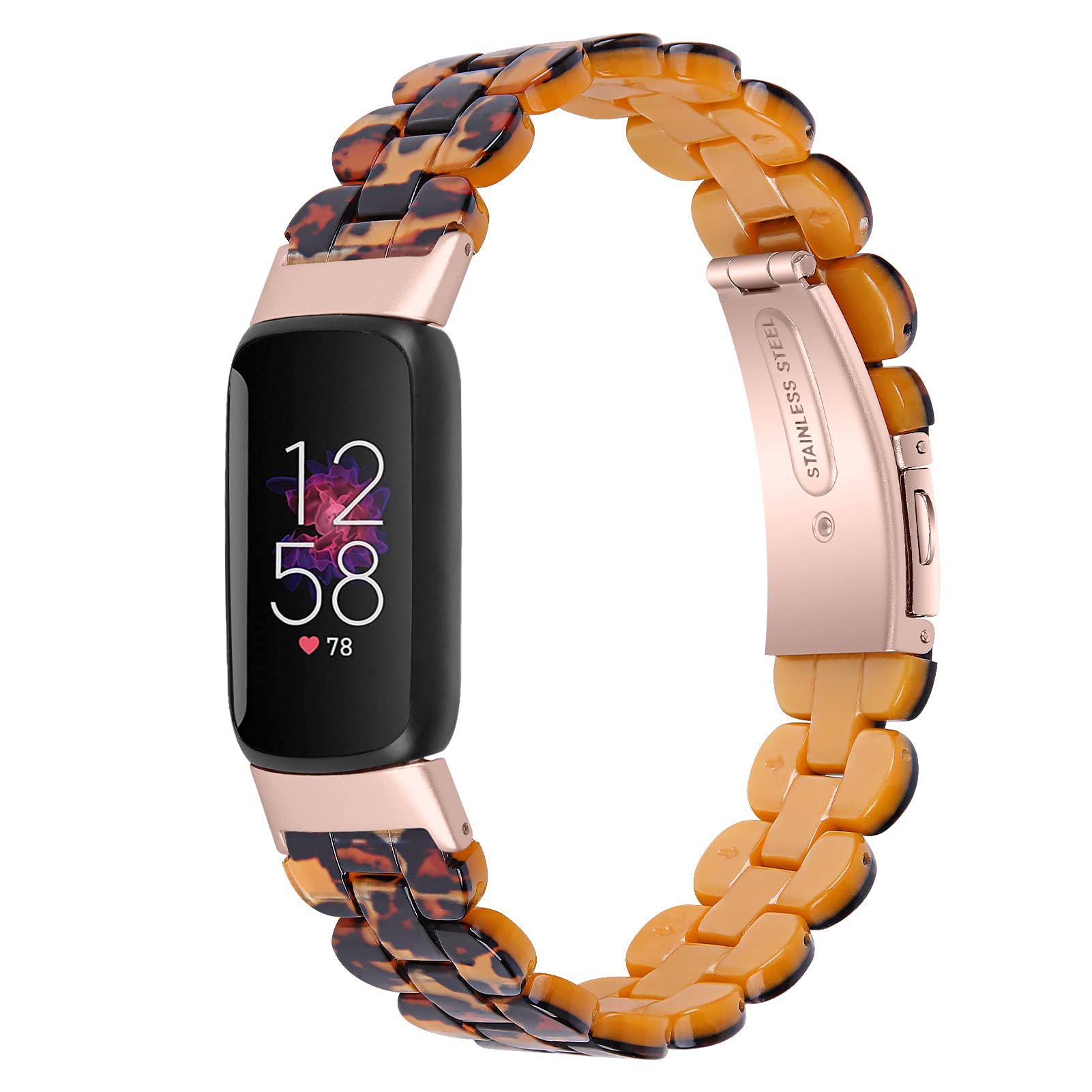 Gimuk Compatible with Fitbit Luxe Strap for Women Men, Resin Replacement Sport Wrist Watch Strap Band Accessory Bracelet Wristband for Luxe Fitness Tracker (Leopard)