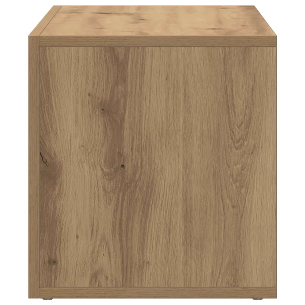 Boîtes de Rangement LP chêne Artisanal en Bois d ingénierie, Meuble Armoire de 2 Compartiments, Fixation Murale, Stockage multimédia pour Vinyle CD DVD Bureau Salon Chambre