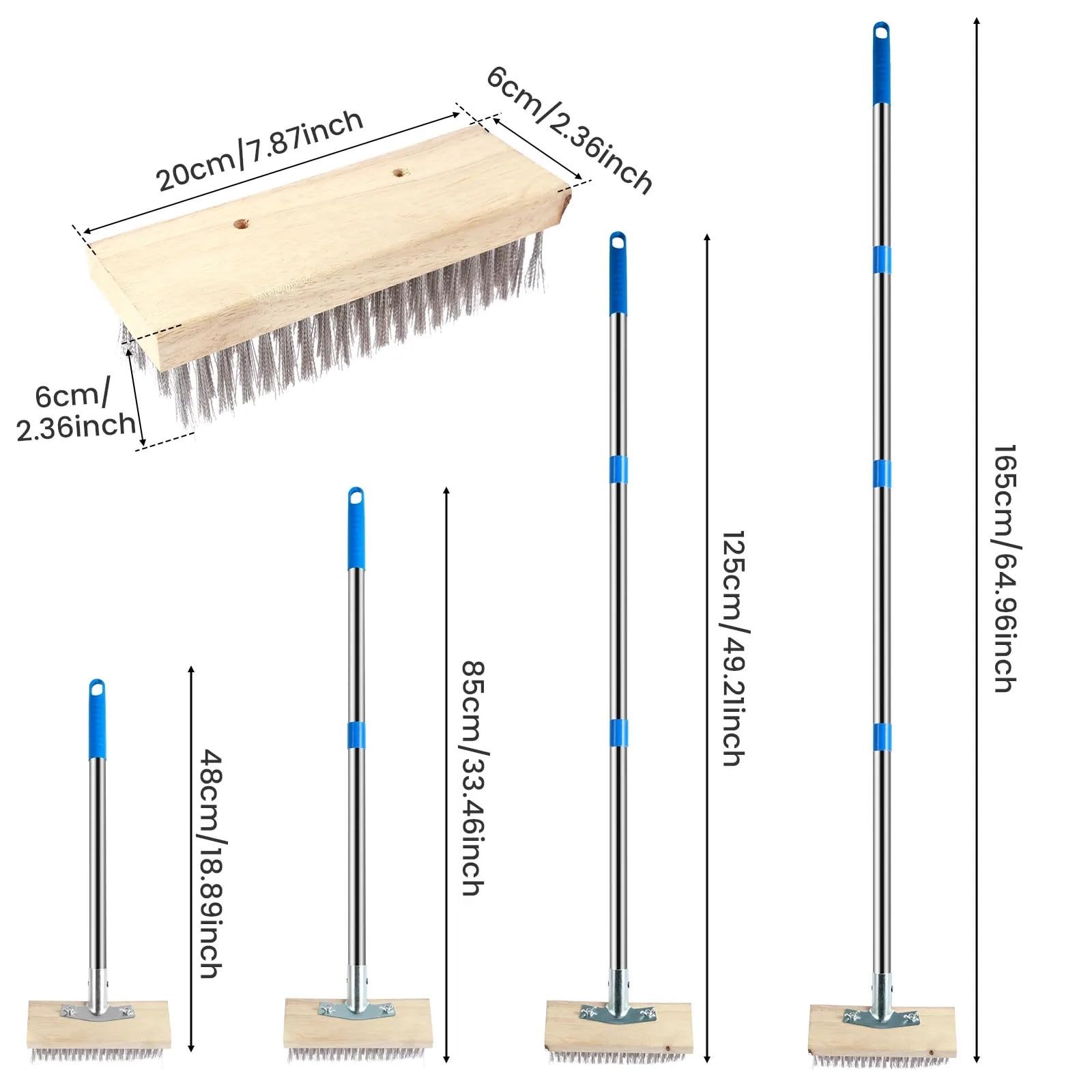 Besen Draußen Drahtbodenbürste aus Edelstahl, Abnehmbarer Drahtbesen for Pools, Straßen, Mehrzweck-Drahtreinigungsbürste, Gartenbetonboden(Style A)
