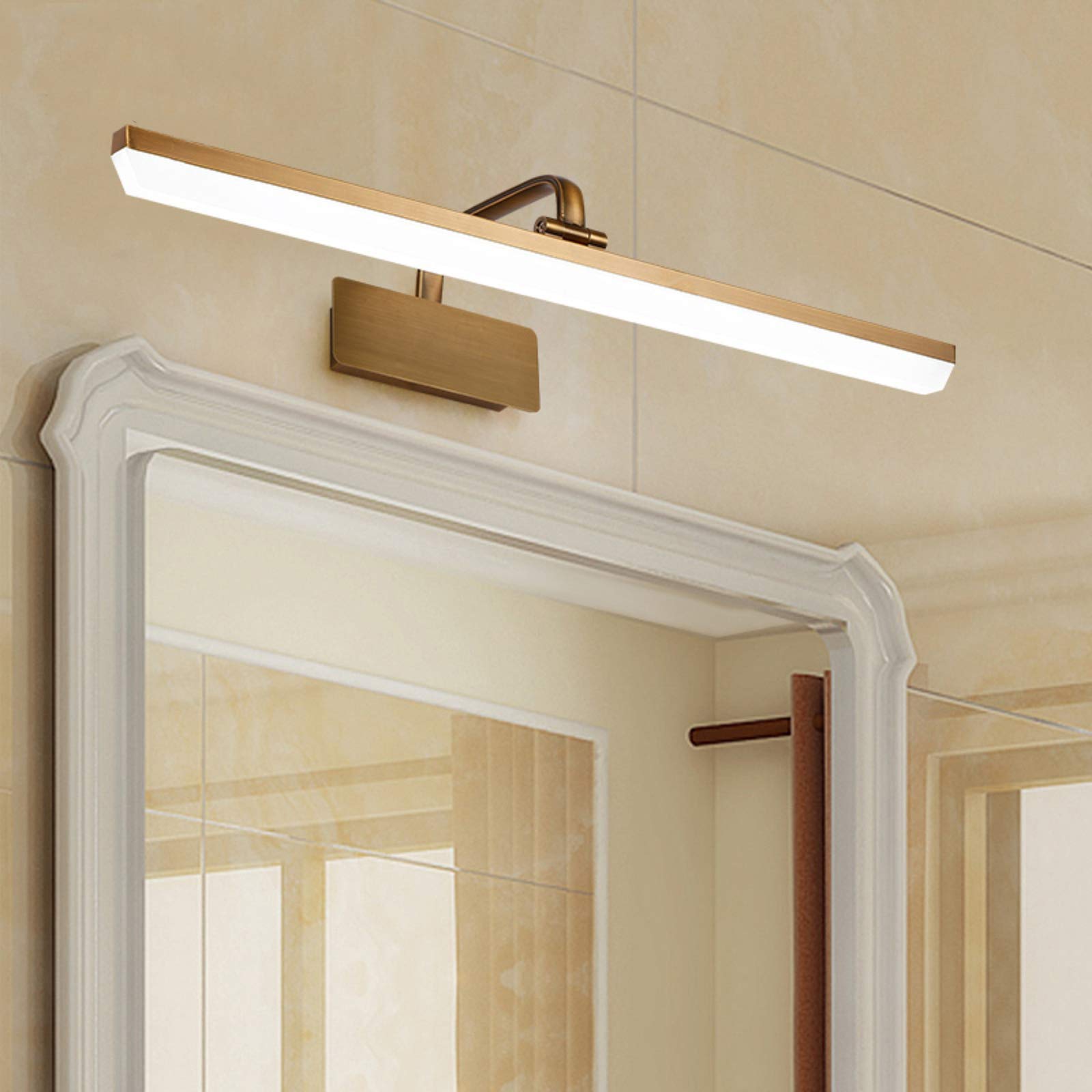 Rétro éclairage Avant de Miroir de Salle de Bains, lumières de Miroir en Bronze à LED avec 180 ° Rotatif; Tête de Lampe, Blanc Chaud 3000K, lumières d'armoire à Miroir en métal Vintage pour restauran
