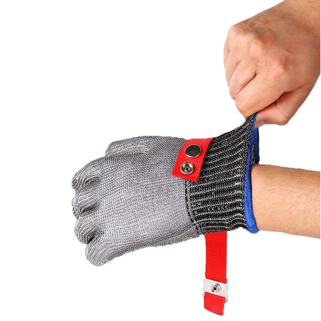 WXYZ Guantes Anticortes Guantes resistentes a la calidad de la comida de la cocina, Guantes de alambre de acero ajustables de la protección del nivel 5, for el sacrificio, la aventura al aire libre, l