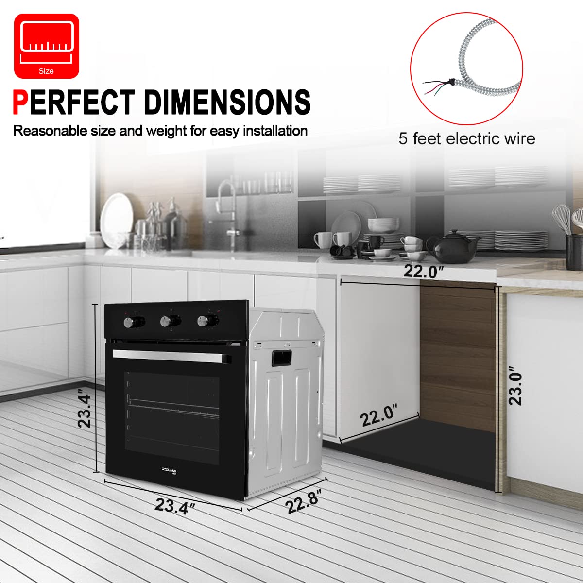 Buy 24'' Single Wall Oven, GASLAND Chef ES606MB 24 Inch Builtin