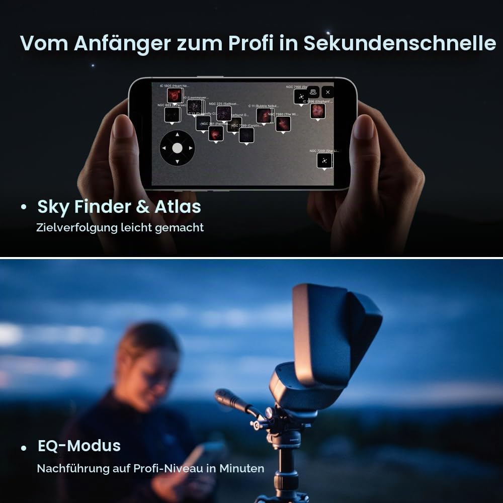 DWARFLAB Dwarf Mini Smart Teleskop - 840g (1,85 lbs) Ultra-Tragbares Astronomisches Teleskop für Astrofotografie mit Integrierten Filtern, Auto GOTO, AZ/EQ-Modus und Cloud-Verarbeitung