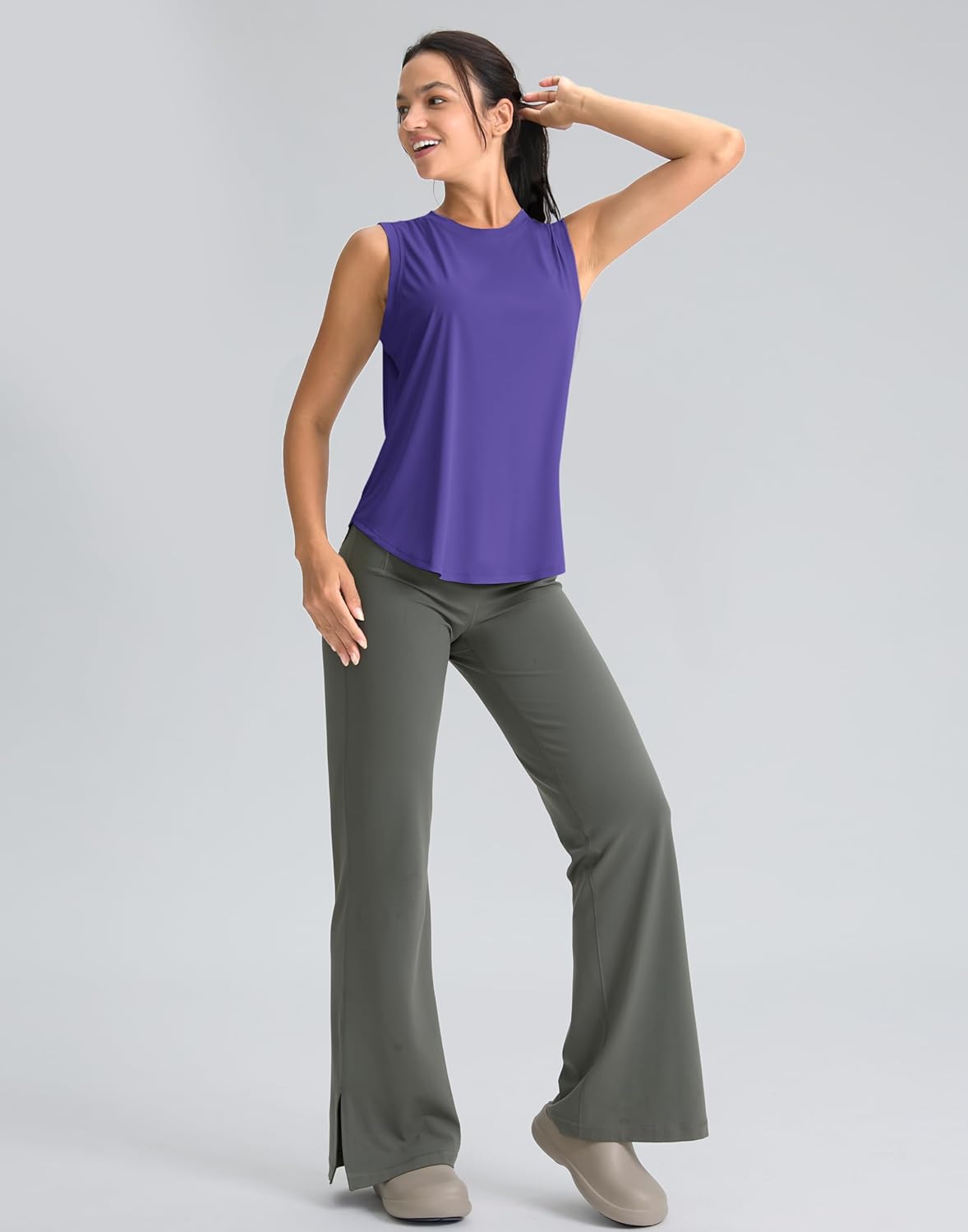 SANTINY Women's Sleeveless Workout Tops Breathable Lightweight Active Tennis Yoga Shirts Athletic Running Tank Tops for Women - Image 3