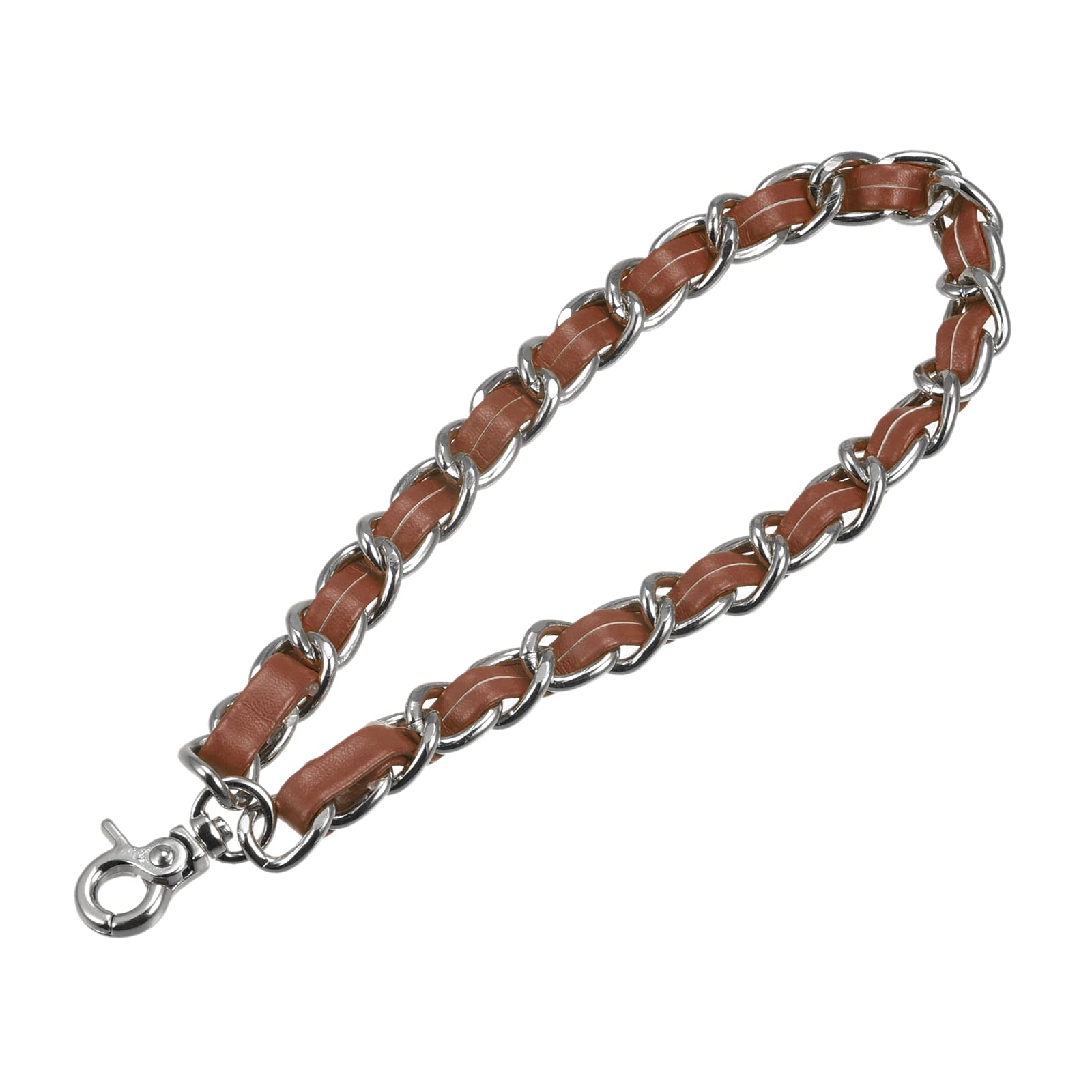 sourcing map Leather Wristlet Strap, 8" Hand Wrist Lanyard Leather Replacement Wrist Strap for Clutch Wallet Keychain Bags DIY, Brown + Silver Tone