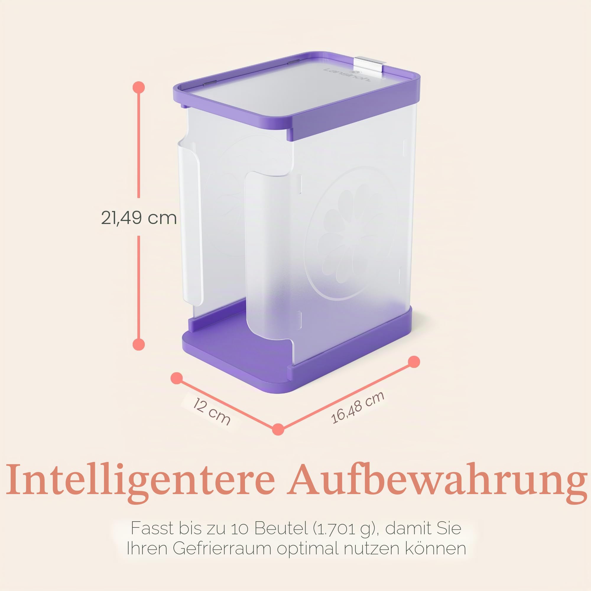Lansinoh Muttermilch Vorratsbehälter mit Schnellgefrierschale | speichert bis zu 10 Muttermilchbeutel | ohne BPA/BPS | Gefrierbeutel vertikal und horizontal | inkl. 5 Milchbeutel