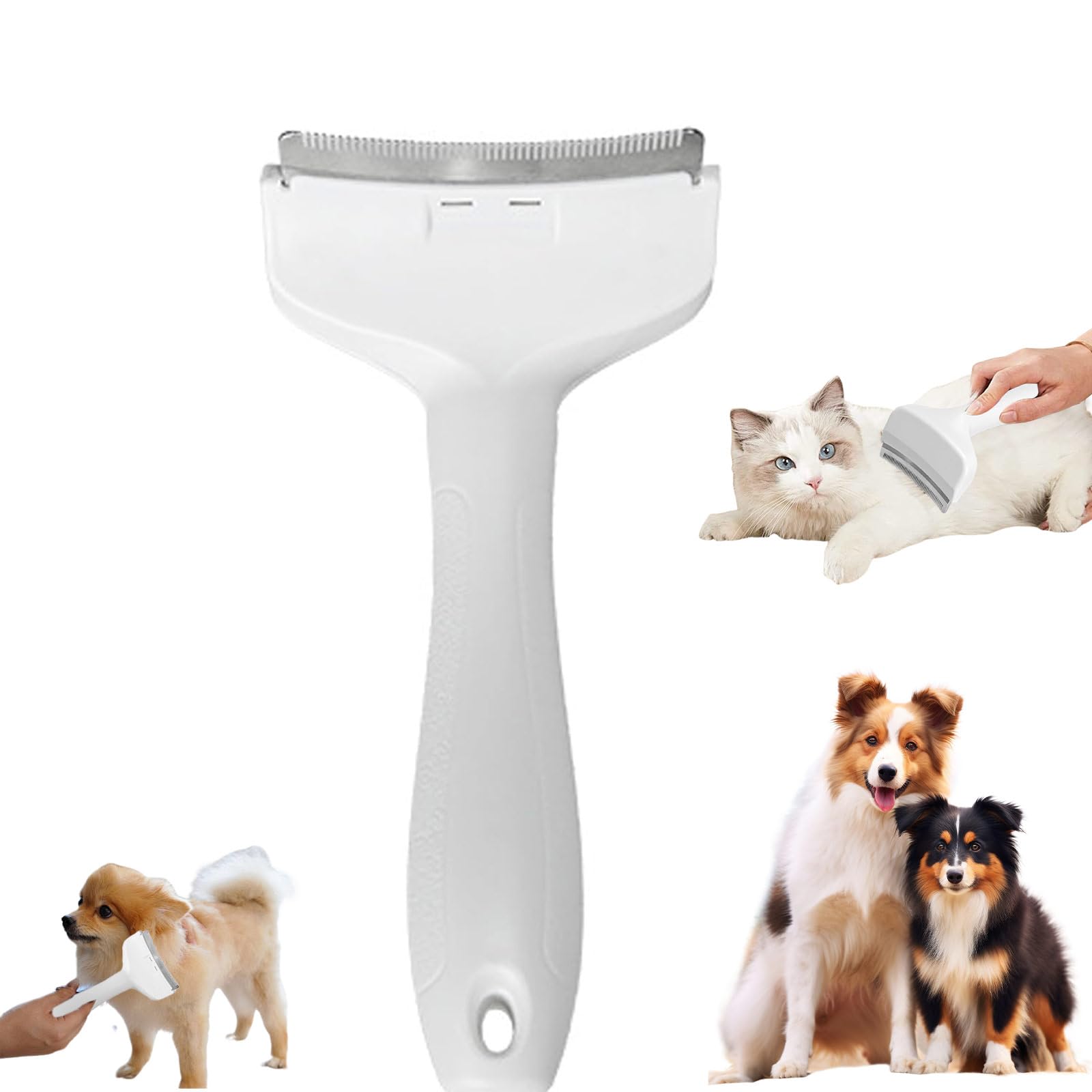 V-Tooth Deshedding Comb, Dog & Cat Grooming Brush for Shedding, Creative Curved - Head Hair Cutter For Pet,Tight V-shaped Teeth Shedding Comb for Pet (white, S)