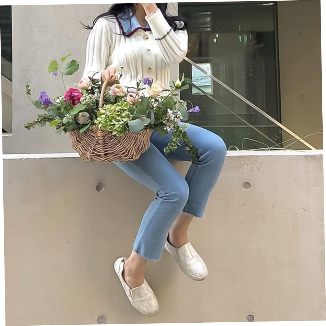 Cesto di fiori Cesto di fiori in rattan intrecciato da 10 pollici Organizzatore di stoccaggio per alimenti da cucina per matrimoni S