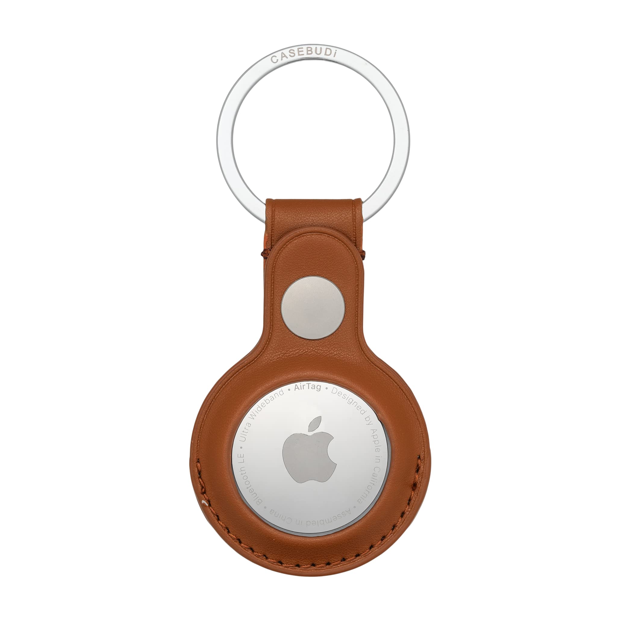 CASEBUDi Keychain Compatible with Apple AirTag (Saddle brown)