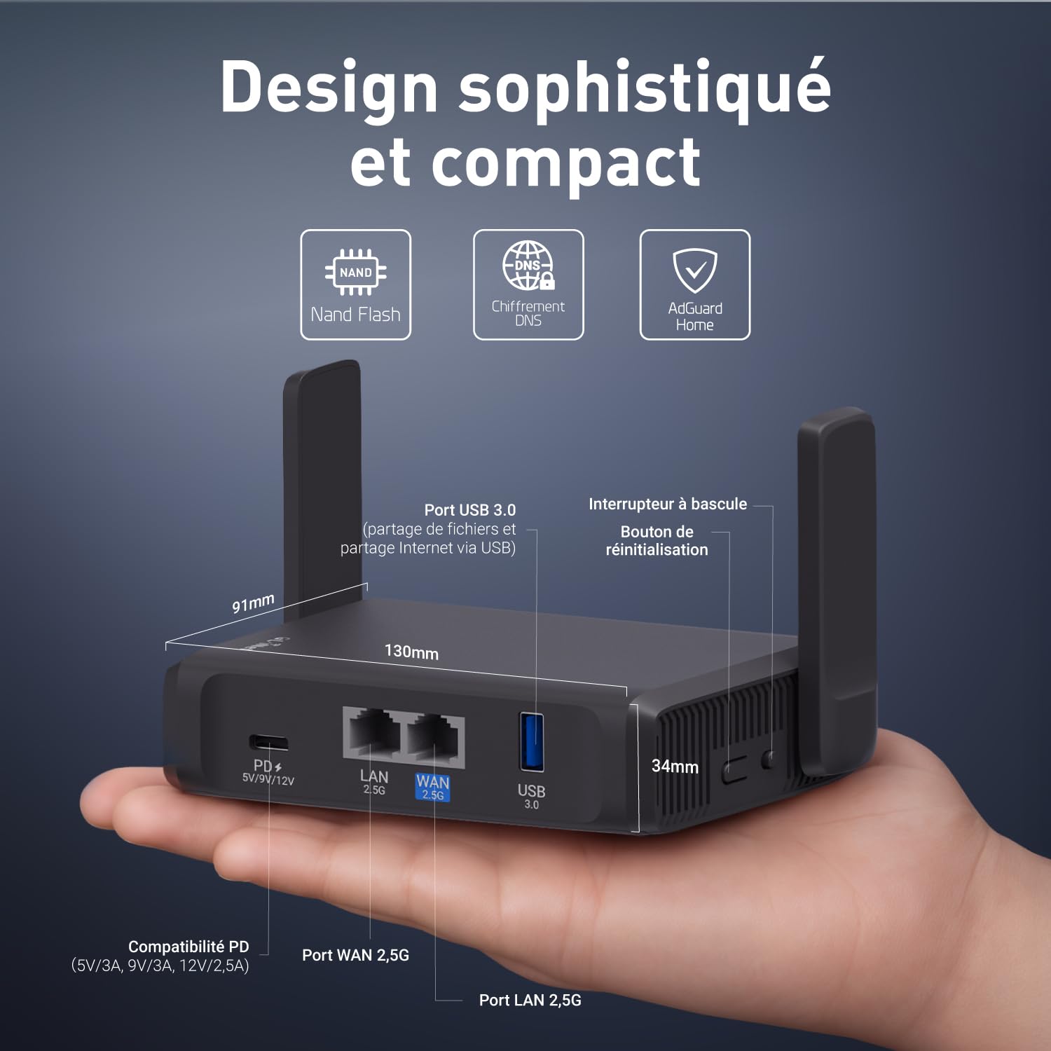GL.iNet GL-BE3600 Slate 7 Routeur de Voyage Portable, Routeur Gigabit Wi-Fi 7 Double Bande, OpenVPN Wireguard