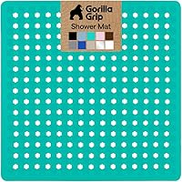 Vista 45 de Gorilla Grip - Alfombrilla de ducha patentada, 21 x 21 pulgadas, lavable, cuadrada, para ducha con agujeros de drenaje, ventosas.