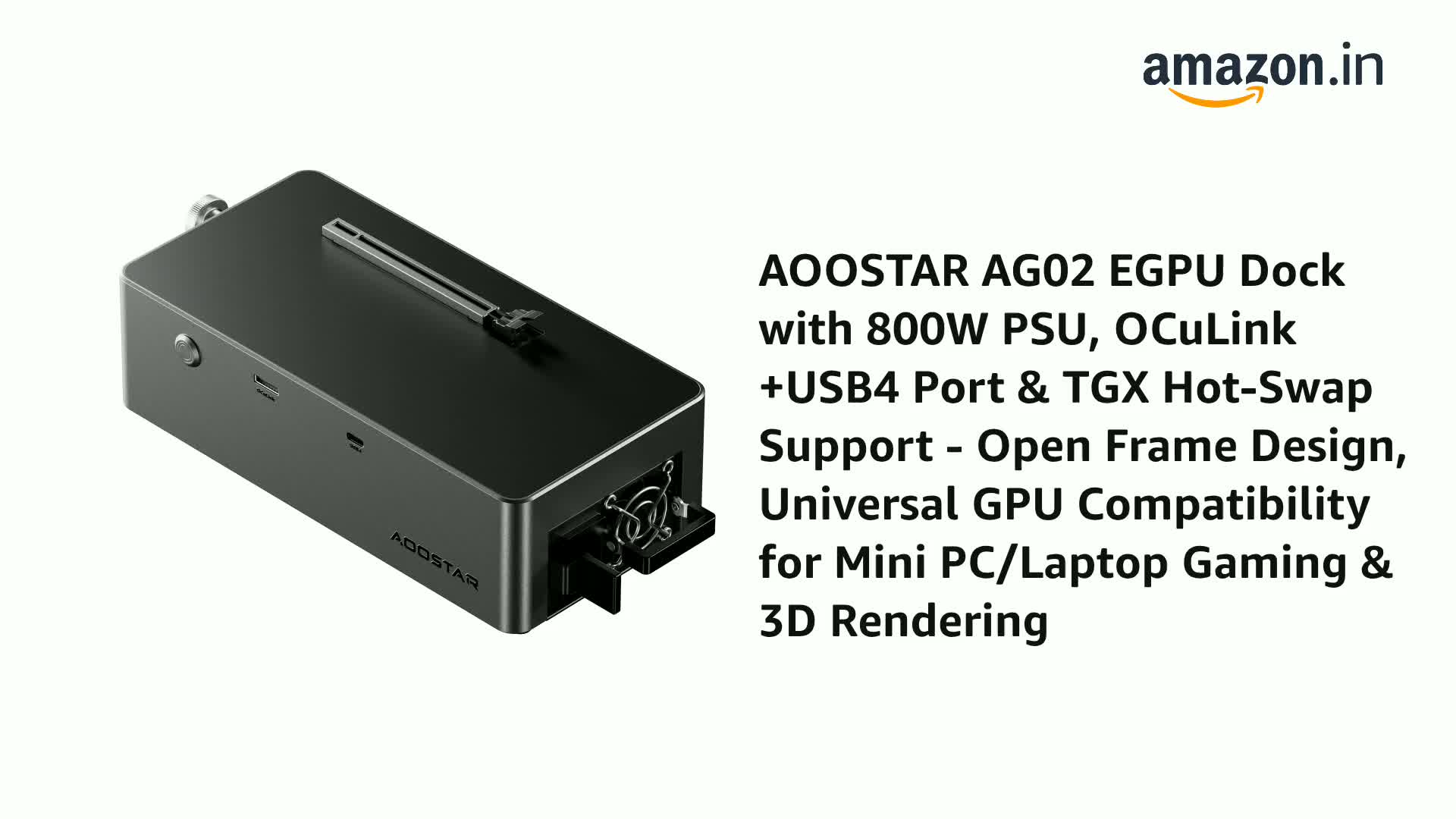 Watch AOOSTAR AG02 EGPU Dock with 800W PSU, OCuLink USB4 Port