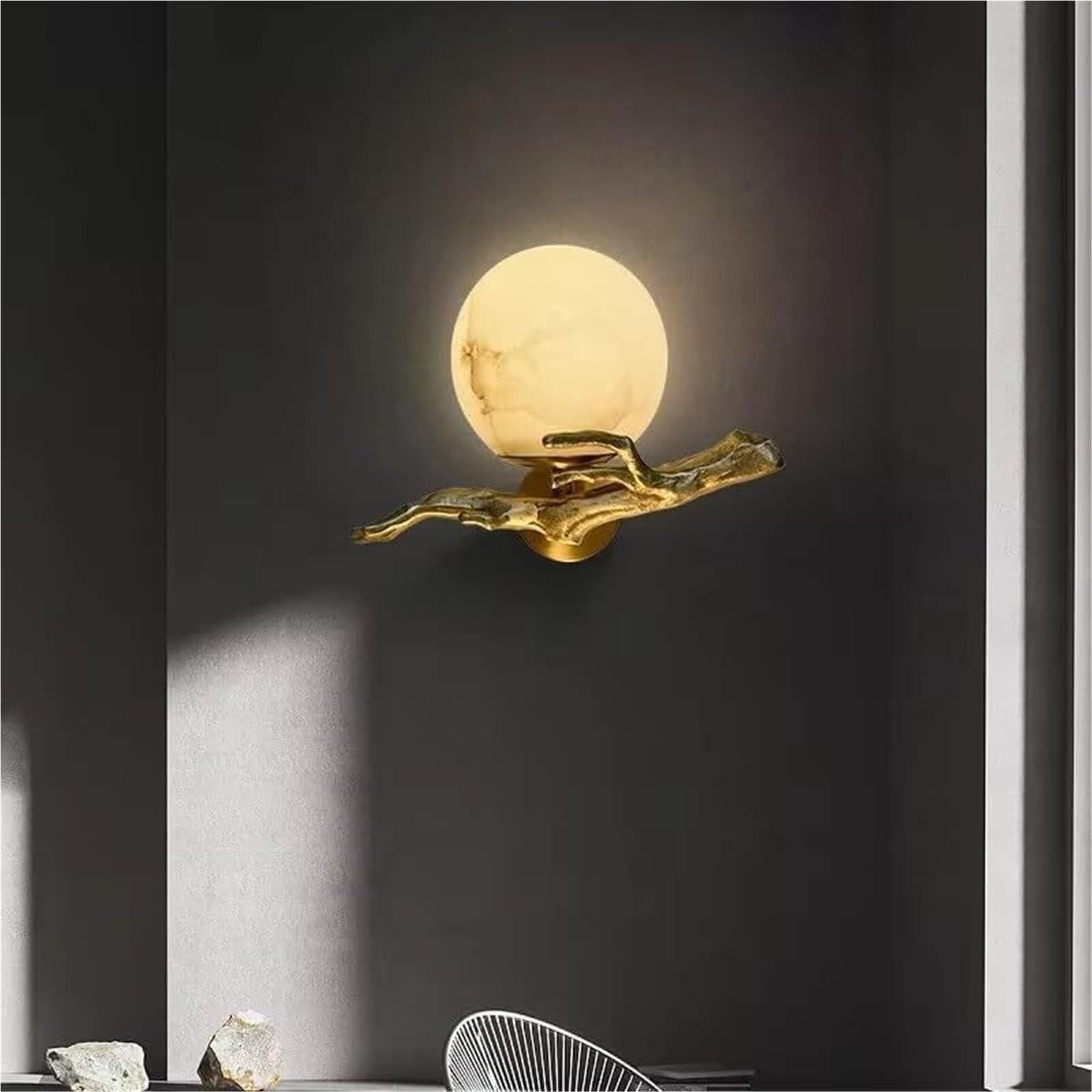 SMCCYYSD Natural Marble Wall Lamp Modern Living Room Background Bedroom Bedside Led All Copper Versatile T-155