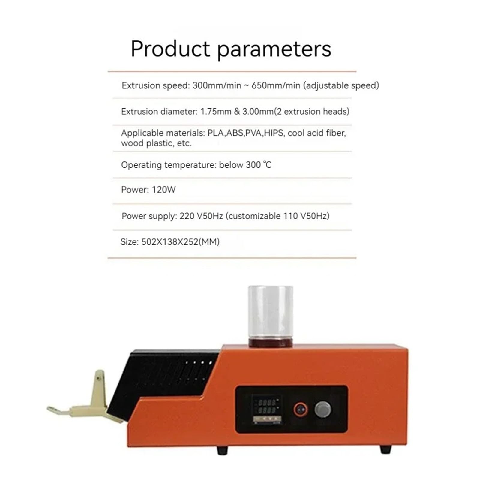 Wytłaczarka do drukarek 3D Przemysłowa maszyna stołowa z kontrolą prędkości do produkcji materiałów eksploatacyjnych 175 mm 3 mm DIY Niski poziom hałasu(Extruder)