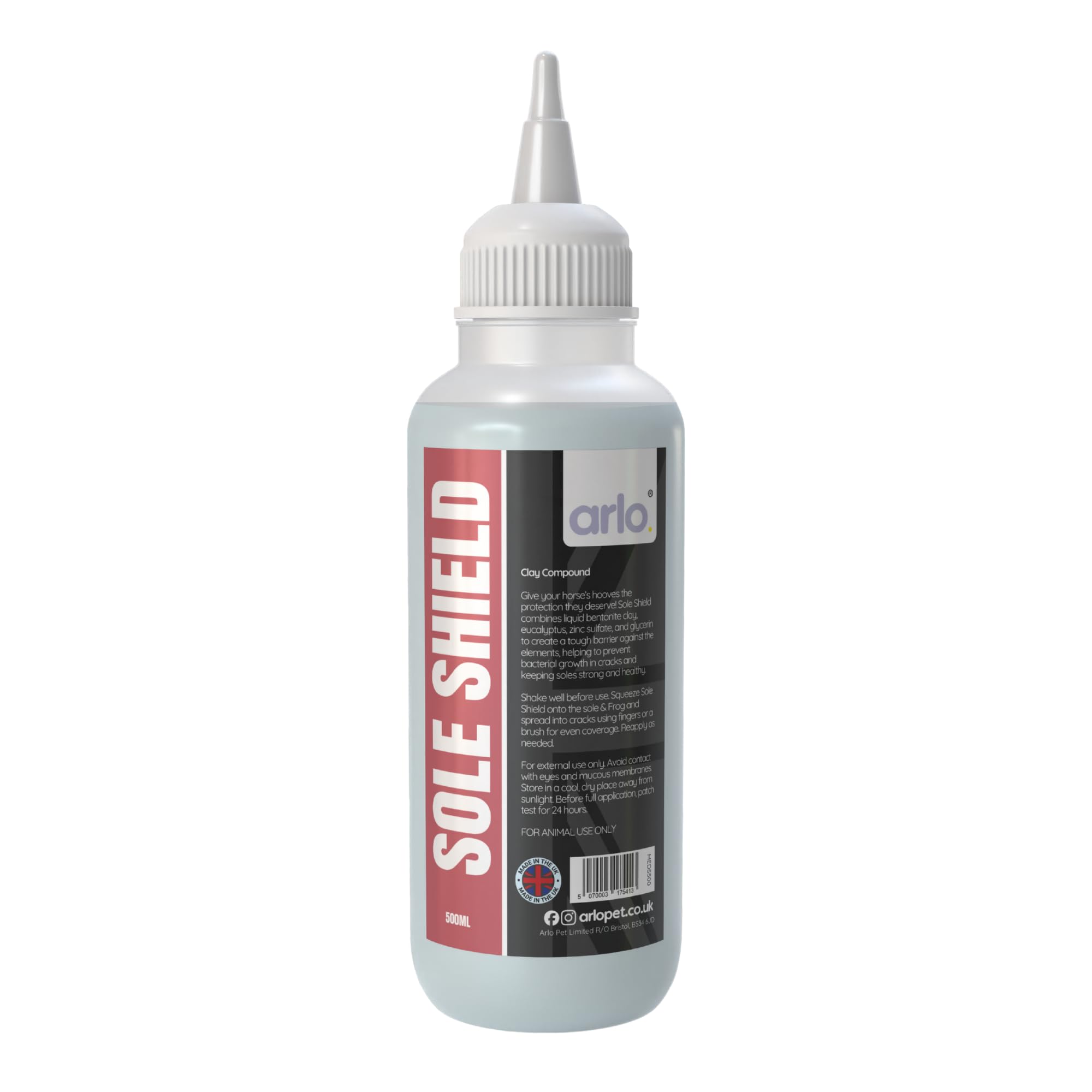 arlo. Sole Shield Liquid Clay Compound 500ml – Hoof Clay, Sole & Frog Protection for Horses | Antibacterial & Antifungal | Zinc Sulphate & Eucalyptus | pH Balanced for Hooves
