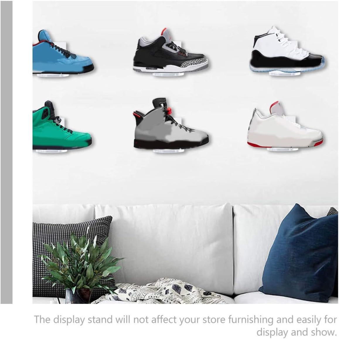 Shoe Rack for Entryway Sneaker Storage Stand Acrylic Display Shelf Shoes Organizer Retail Shop Supply