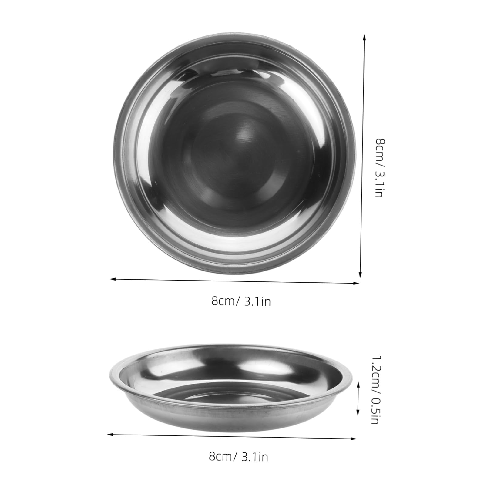 Alipis 10Pcs Small Stainless Steel Dipping Bowls Round Seasoning Plates Portable Metal Saucers for Sauces Ketchup Mustard for Camping Picnics Outdoor Dining