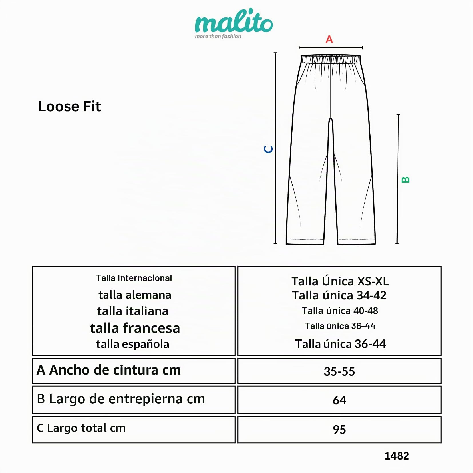 Malito Bombacho Aladin Harem Pantalón Boyfriend Baggy Yoga Mujer Talla Única