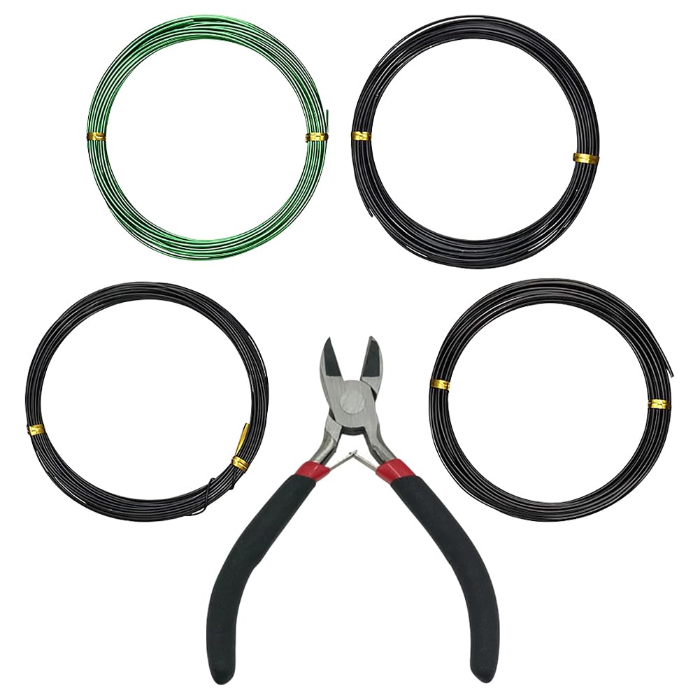 4 Rolls 10m Bonsai Training Wire Set Multi Size Bonsai Wire Thin Bending Wire Plant Shaping Wire Aluminum Craft Wire Bonsai Tree Wire Kit with Wire Cutter for Modelling Gardening