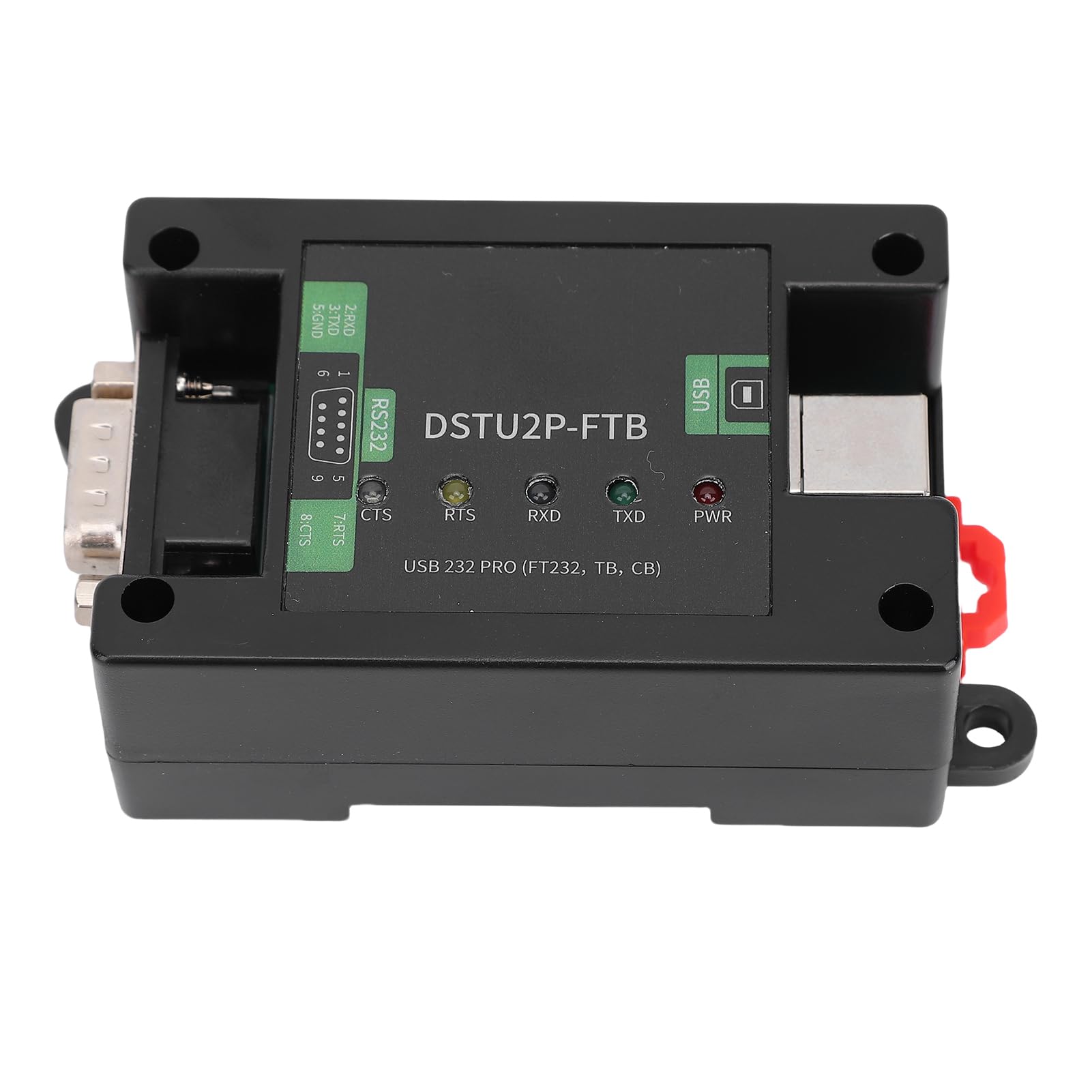 PUSOKEI Industrieller Serieller USB-zu-RS232-Adapter | DB9-Stecker-Stromisolationsmodul mit USB B für Schienensysteme
