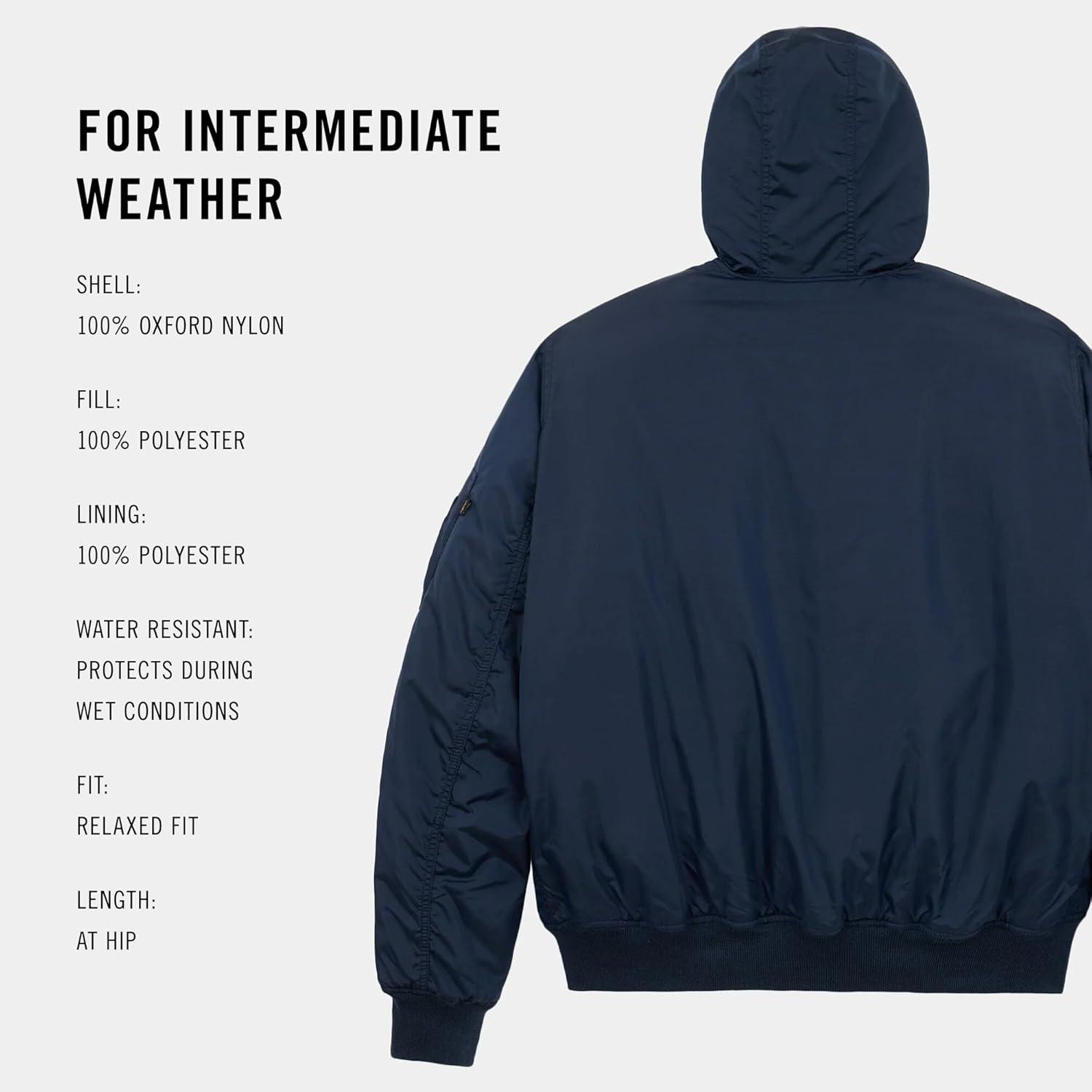 Alpha Industries MA-1 Hooded Oxford Flight Jacket for Men