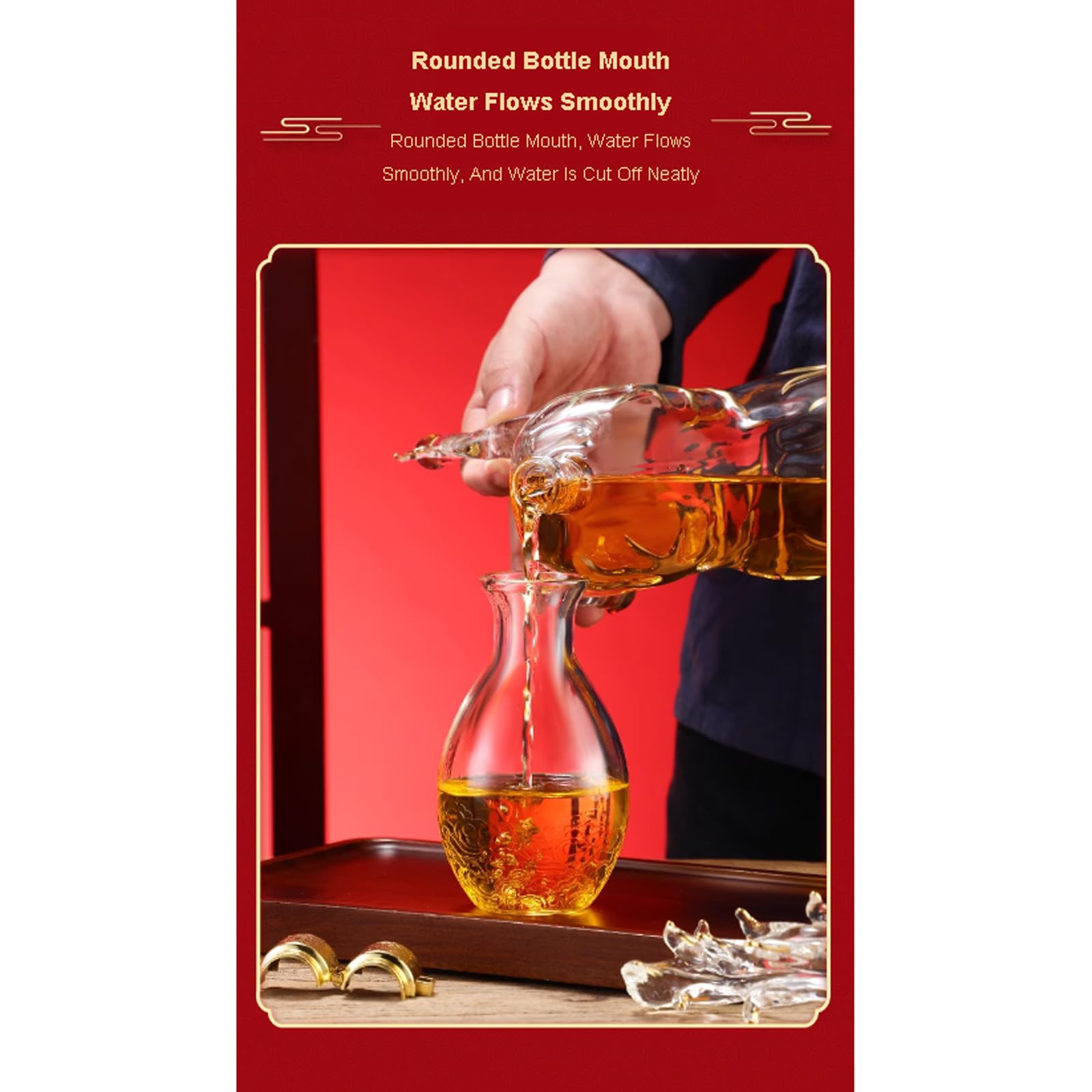 Karafka, Karafka do whisky chińskiego zodiaku Orientalny smok w kształcie konia Butelka wina 1200 ml Kreatywny zwierzęcy pojemnik z przezroczystego szkła na alkohol Tequila Brandy