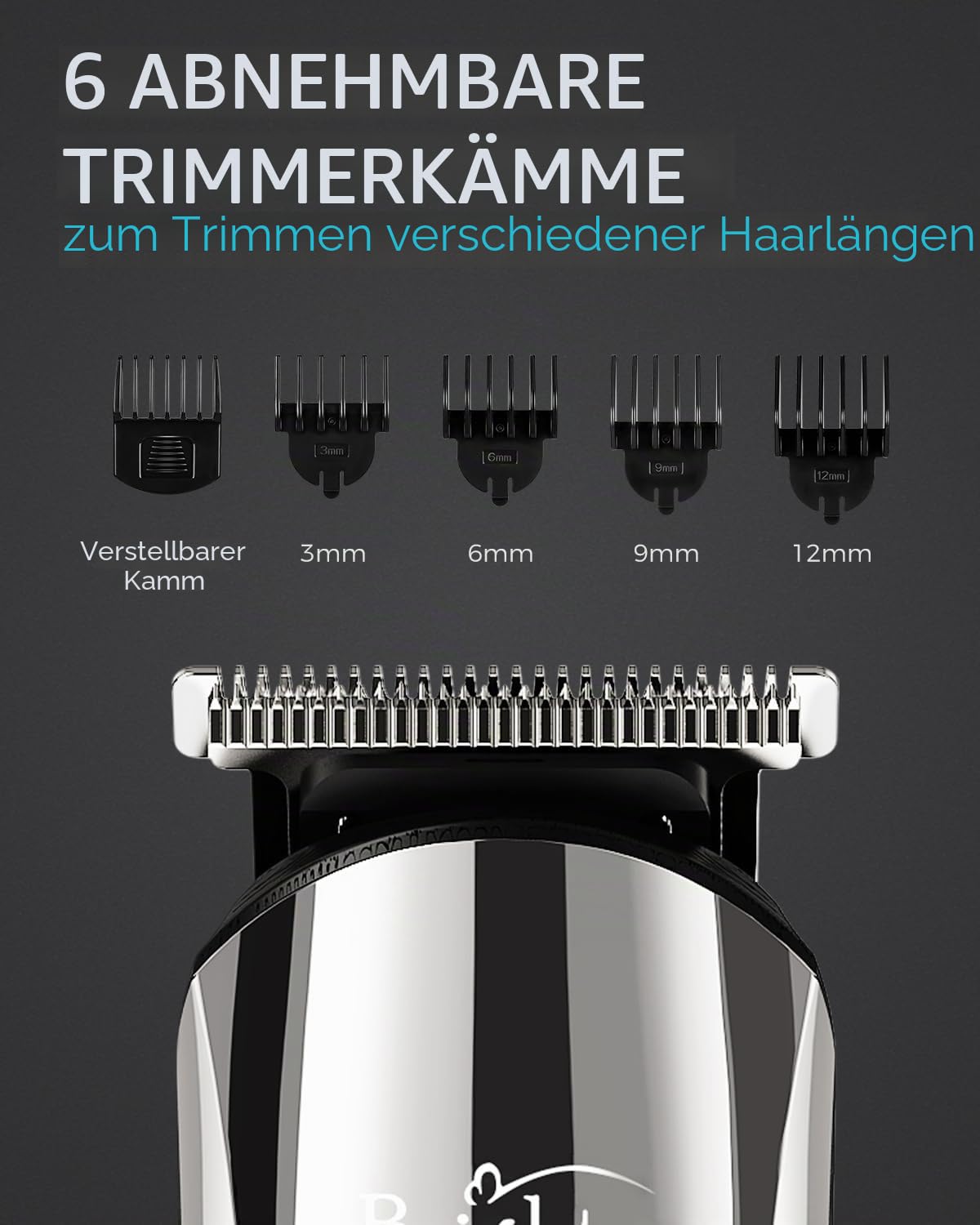 Brightup Barttrimmer Herren - Bartpflegeset mit Haarschneidemaschinen, Haartrimmer, elektrischem Rasierer - IPX7 wasserdicht für Schnurrbart, Gesicht, Nase, Ohren, Körper und Intimbereich, FK-8688T