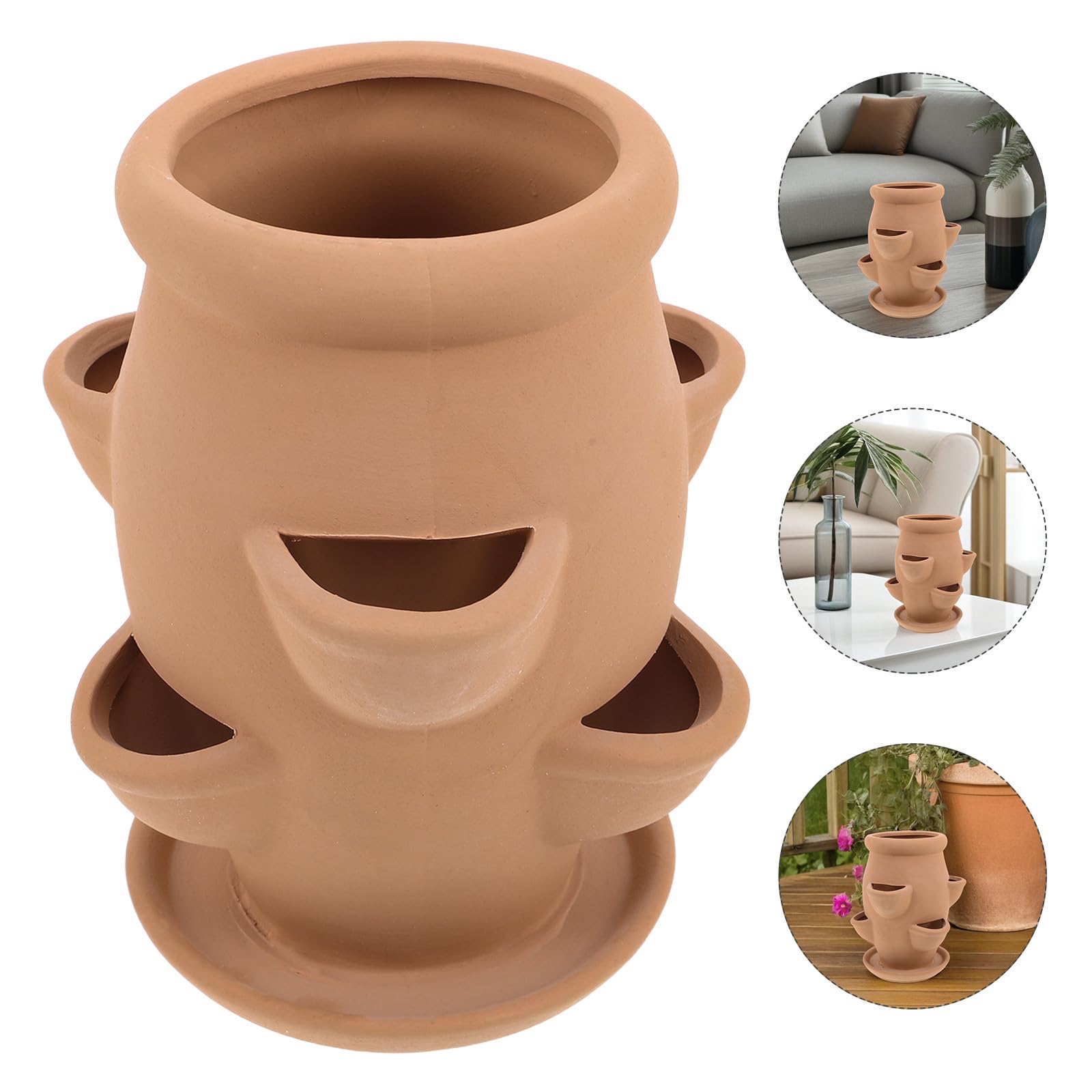 Ciieeo Pot de Fleurs en Céramique pour Fraisiers 6 Compartiments – Jardinière Multifonction pour Plantes Grasses – Pot pour Plantes D’Intérieur et Balcon