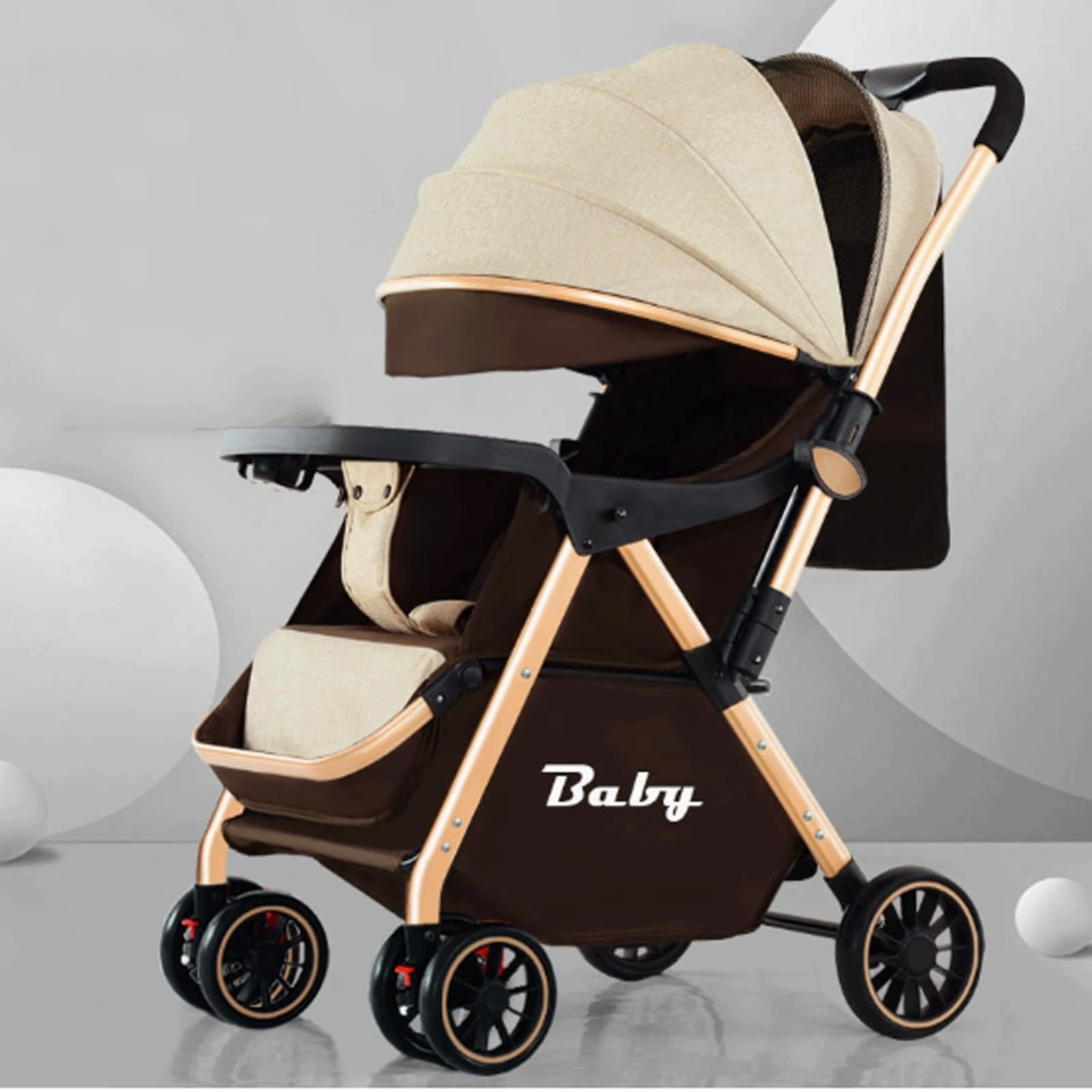wózek dziecięcy Travel Stroller kan gaan zitten of liggen lichtgewicht opvouwbare paraplu-kinderwagen vierwielige tweerichtingshandelwagen wózek spacerowy