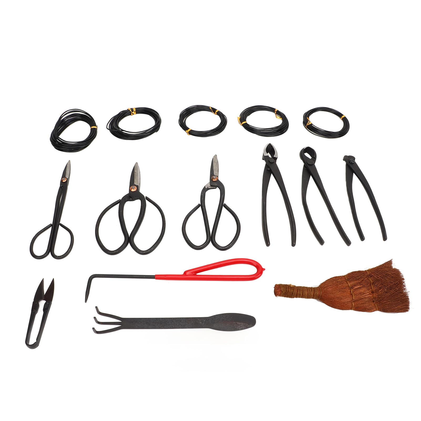 FLEXMAN 12Pcs Bonsai Tools Set, Kit de Herramientas de Jardín Multifuncional con Tijeras de Corte de Corte de Cabello Cóncavo Cónter Alambre de Cabello Cortador de Barra