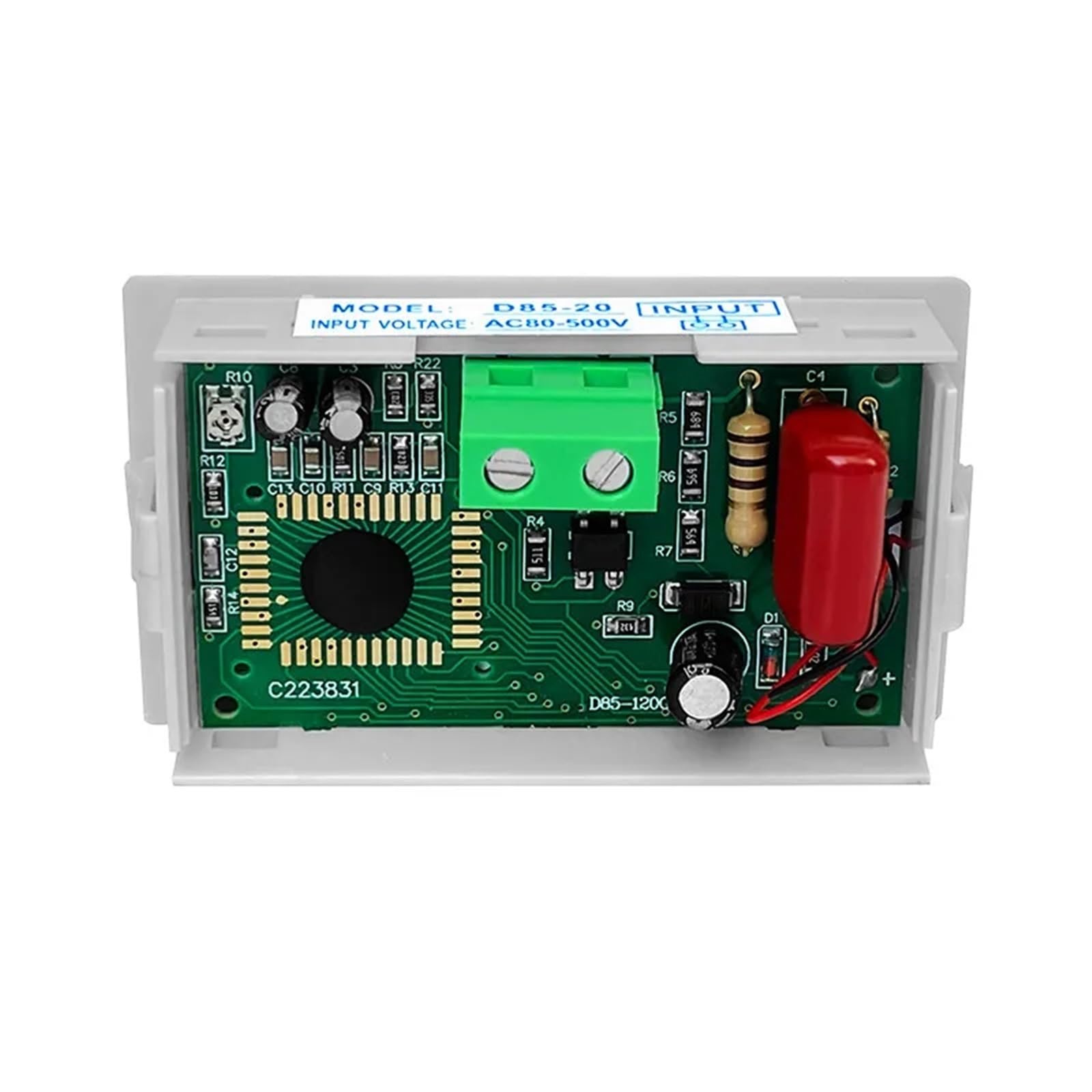 voltímetro, Medidor digital de corriente D85-20 con pantalla LED, amperímetro, probador y medidor panel, AC80-500V LCD (1 unidad)(D85 20 Black)