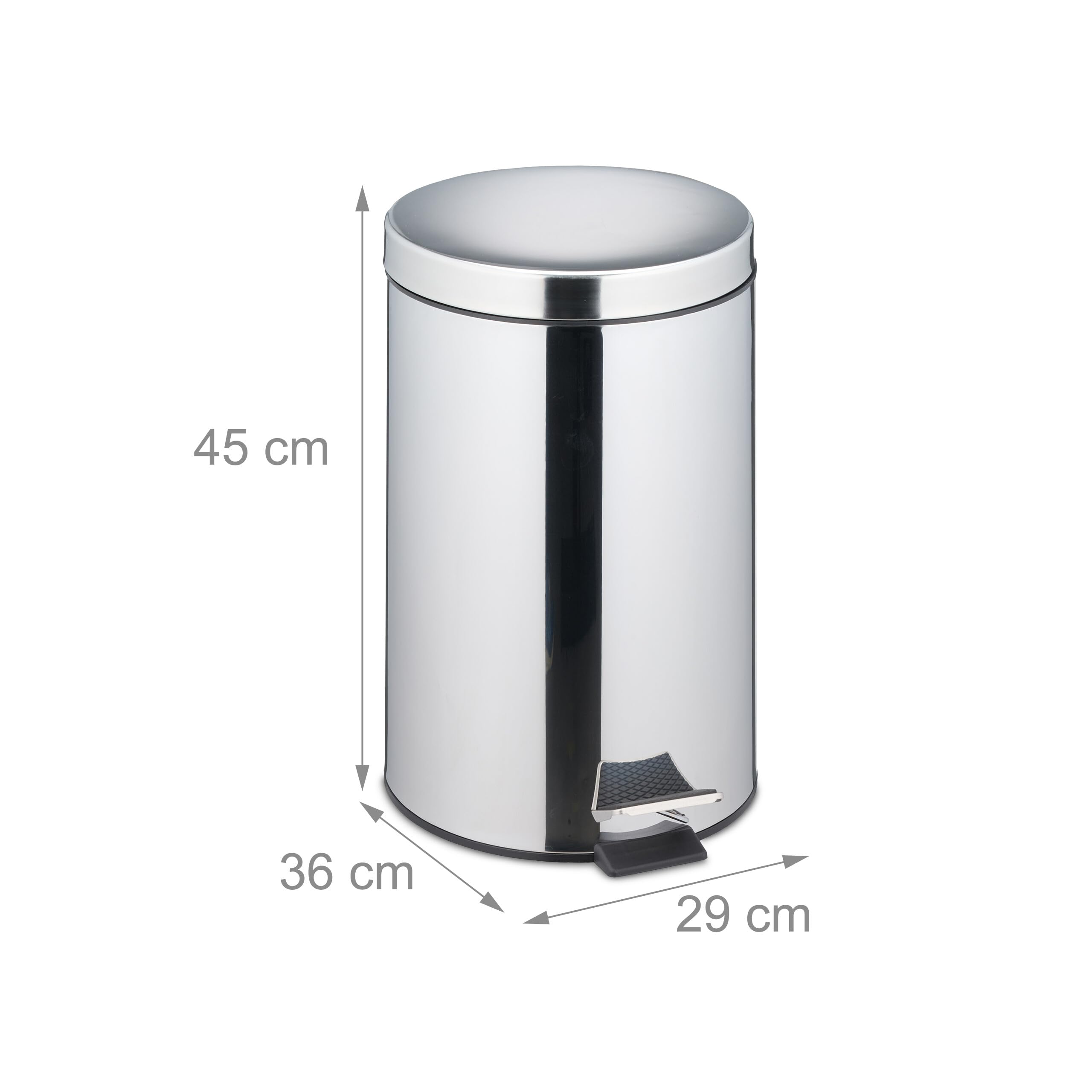 Relaxdays Pattumiera Cucina, Cestino Rifiuti 20 L, Pedale e Cestello Interno Rimovibile, Cesto Acciaio Inox, Argentato