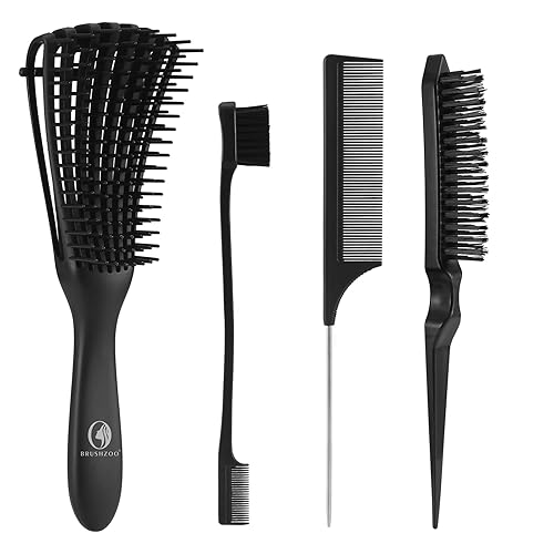 BRUSHZOO - Cepillo de pelo con peine para peinar el cabello, cepillos desenredantes para mujeres, hombres y niños, cabello rizado, juego de cepillos