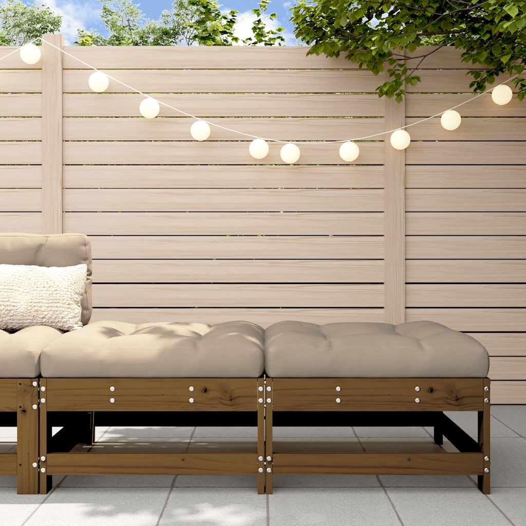 HaoChrymec Gartenhocker mit Kissen 2 STK. Honigbraun Massivholz Kiefer, Modulares Design, Hocker Outdoor, Fußhocker für Terrasse und Garten, 62 x 62 x 32 cm