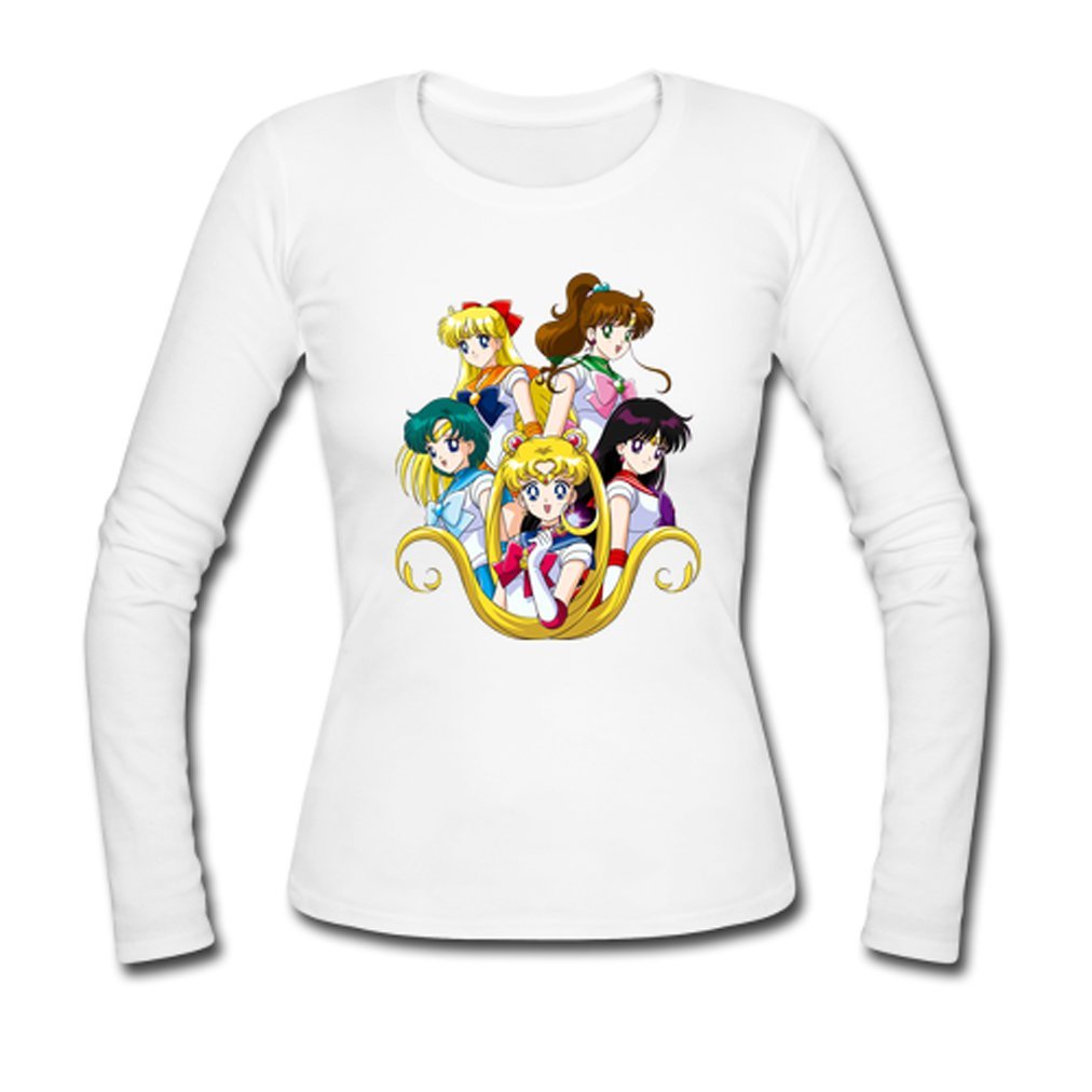 HJGBEDS Women Japan Anime Sailor Moon Crystal Long Sleeve Tshirt Tee